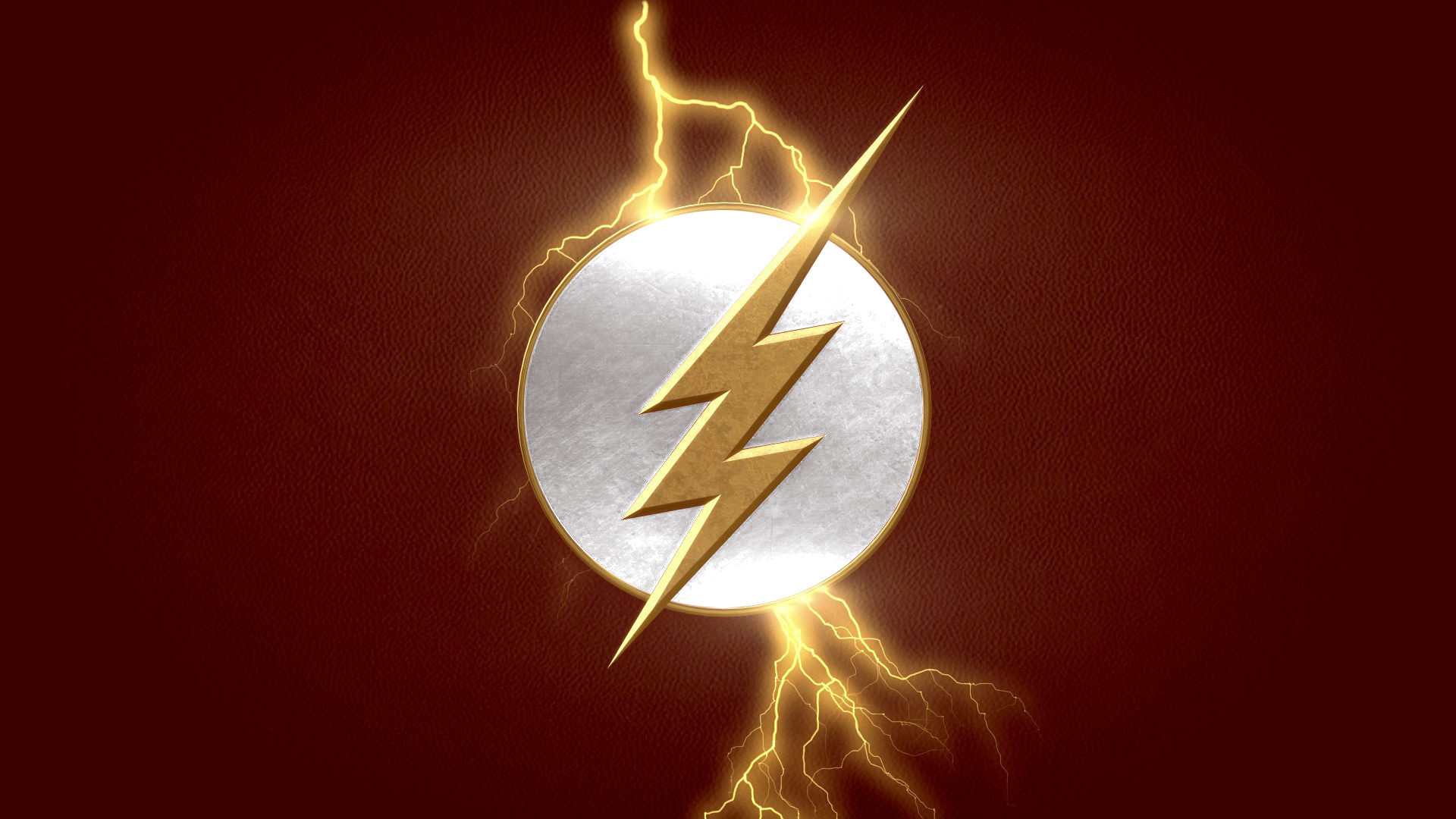 Logo di Flash, Fulmine, Argento, Rosso scuro, 1920x1080, immagine di sfondo