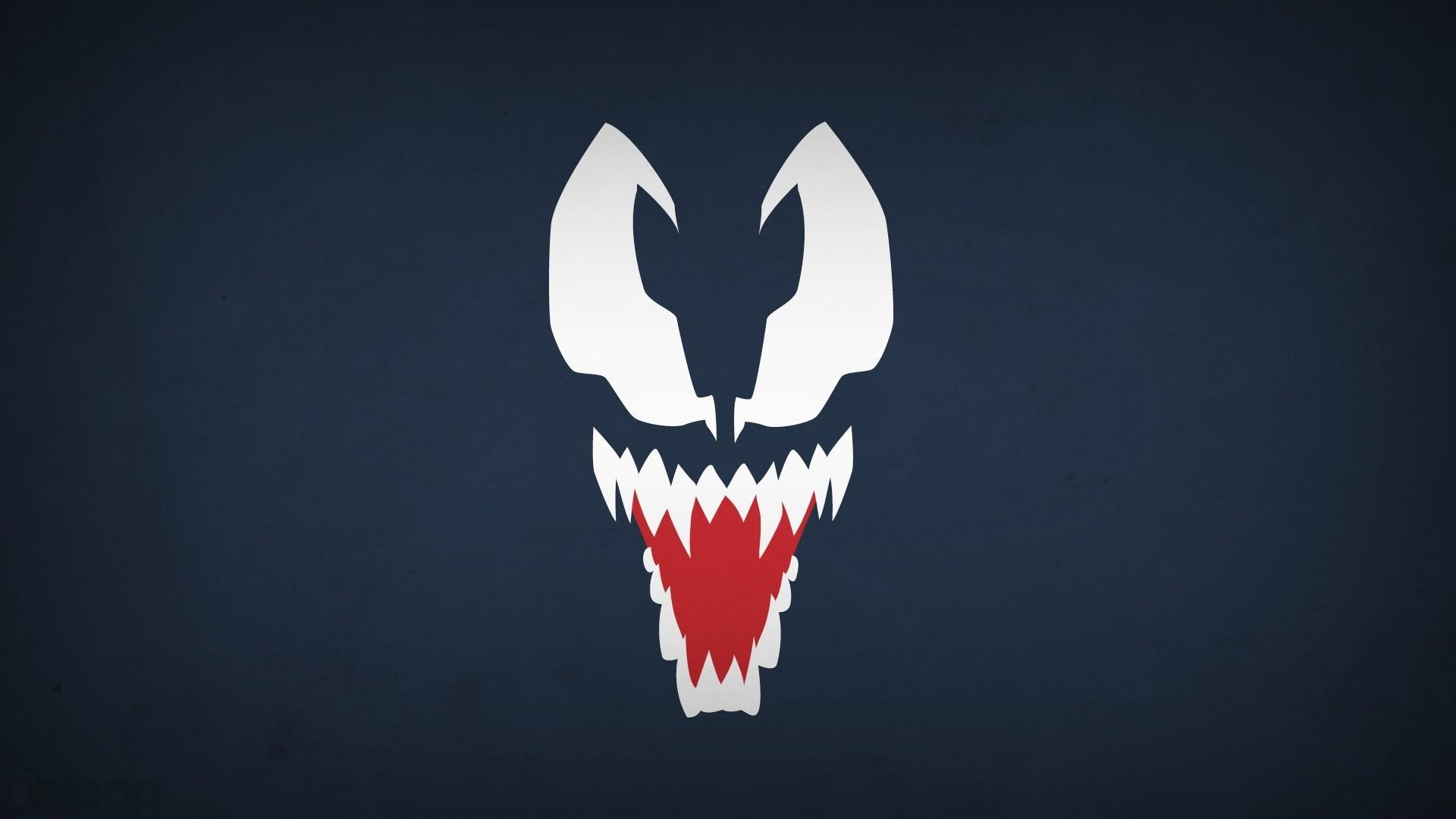 Venom, Volto stilizzato, Minimalismo, Blu, 1920x1080, sfondo per PC