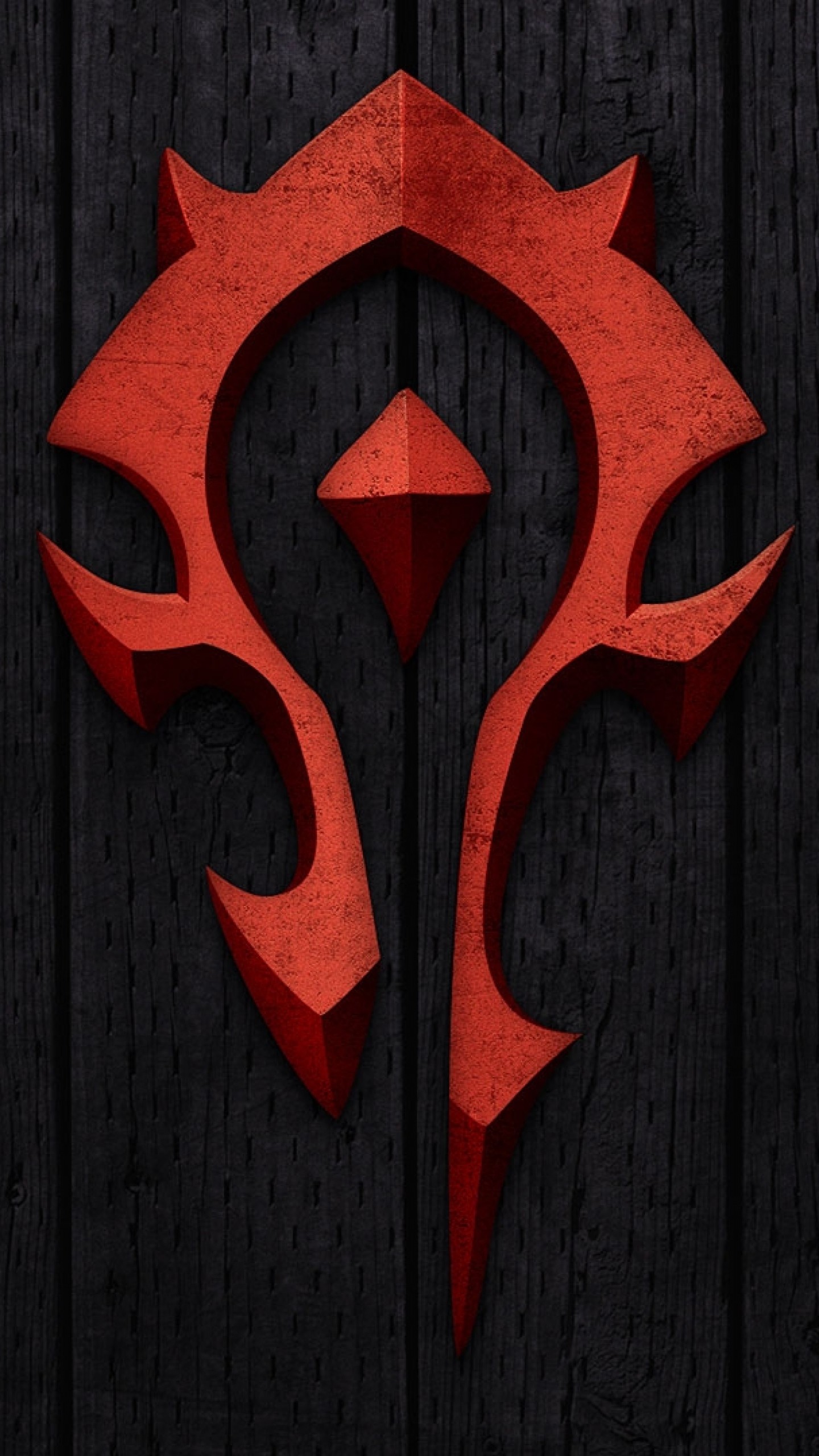 Simbolo dell'Orda, World of Warcraft, Emblema rosso, Legno scuro, immagine di sfondo Samsung S25