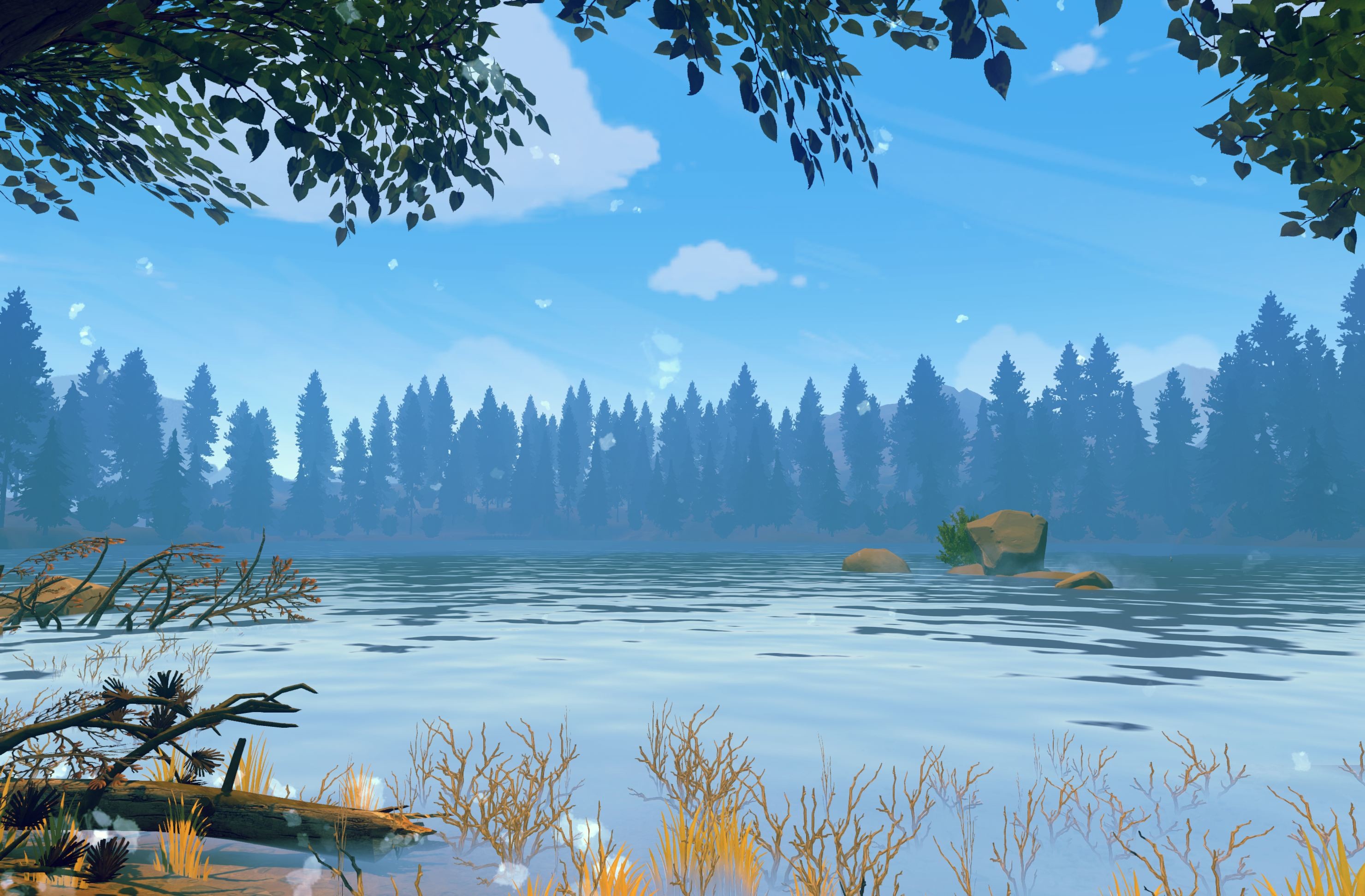 Firewatch, Lago, Foresta, Rami, 2K, sfondo Windows 11