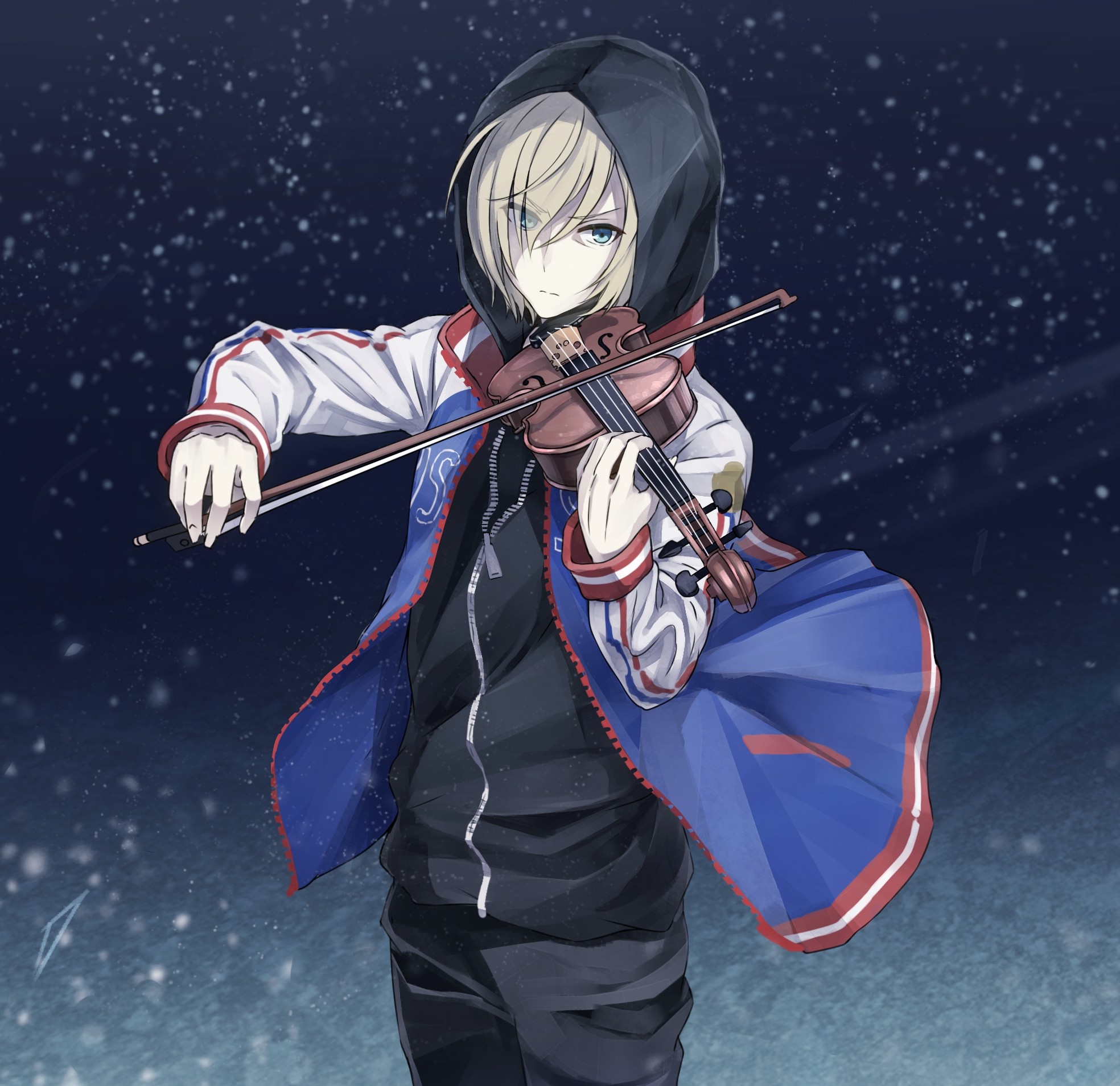 Yuri Plisetsky, Yuri!!! on Ice, Violino, Neve, Full HD, sfondo per iPad e tablet