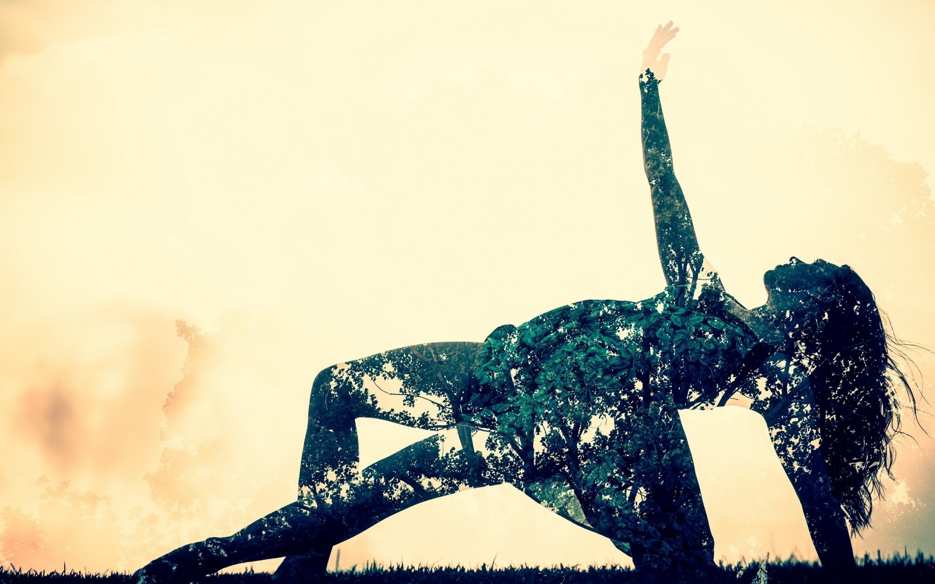 Ballerina, Doppia esposizione, Silhouette, Danza moderna, 1920x1200, immagine di sfondo