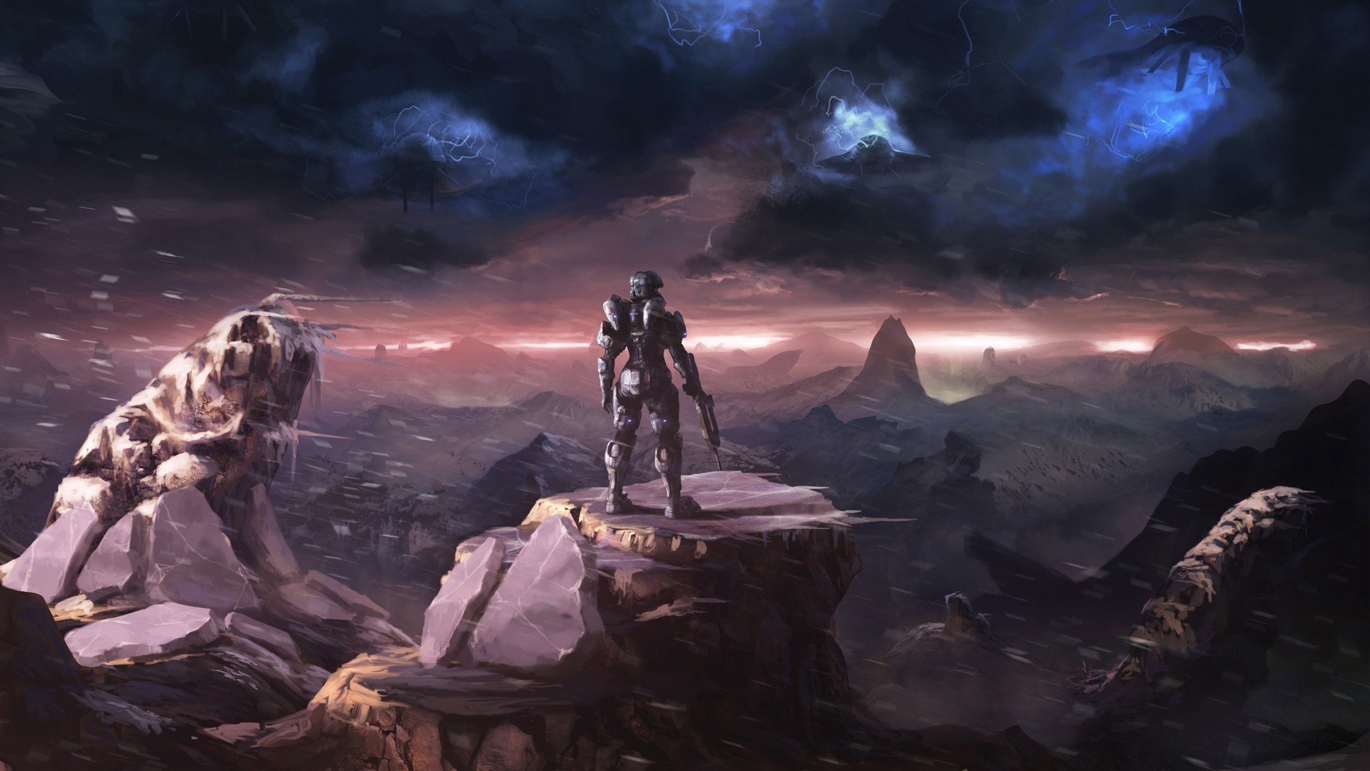 Halo 5: Guardians, Spartan, Canyon, Paesaggio alieno, Full HD, wallpaper per computer