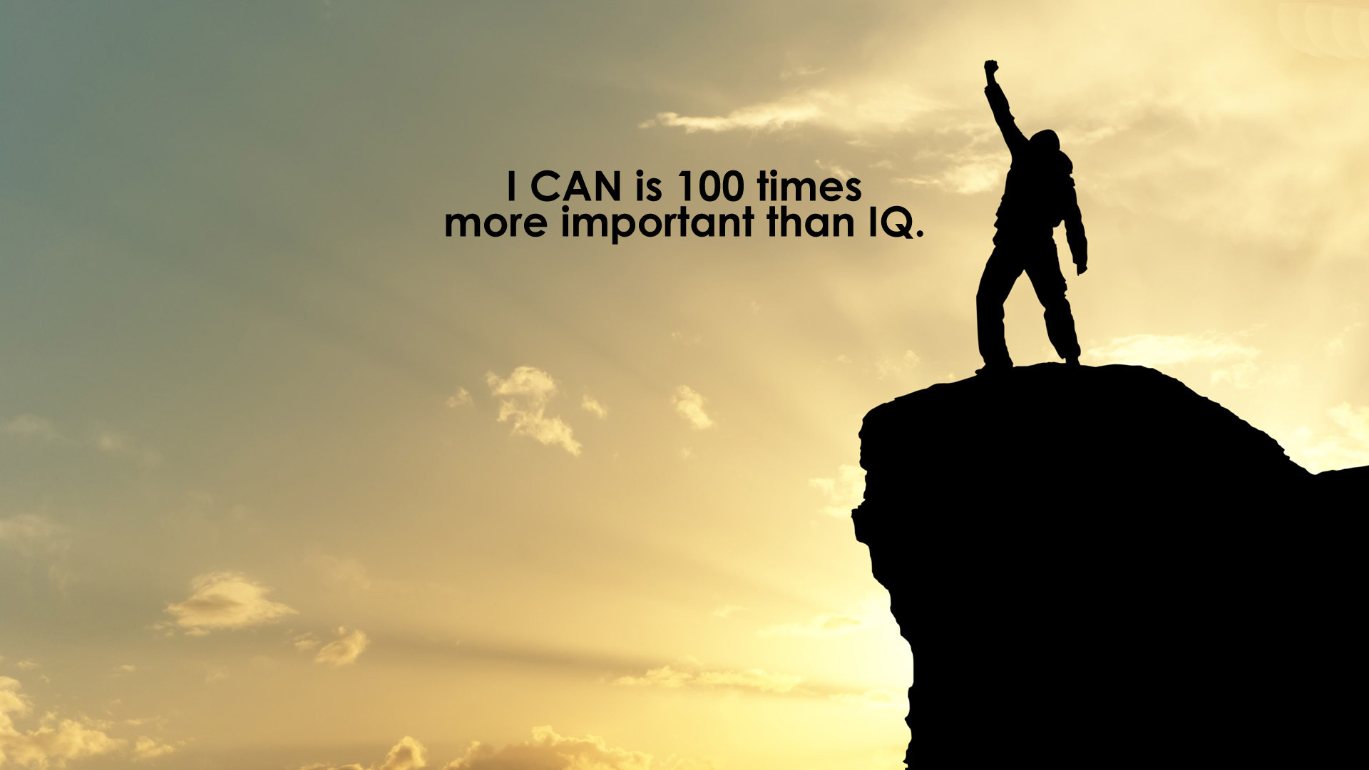 I can is 100 times more important than IQ, Silhouette, Roccia, Tramonto, Vittoria, sfondo per PC