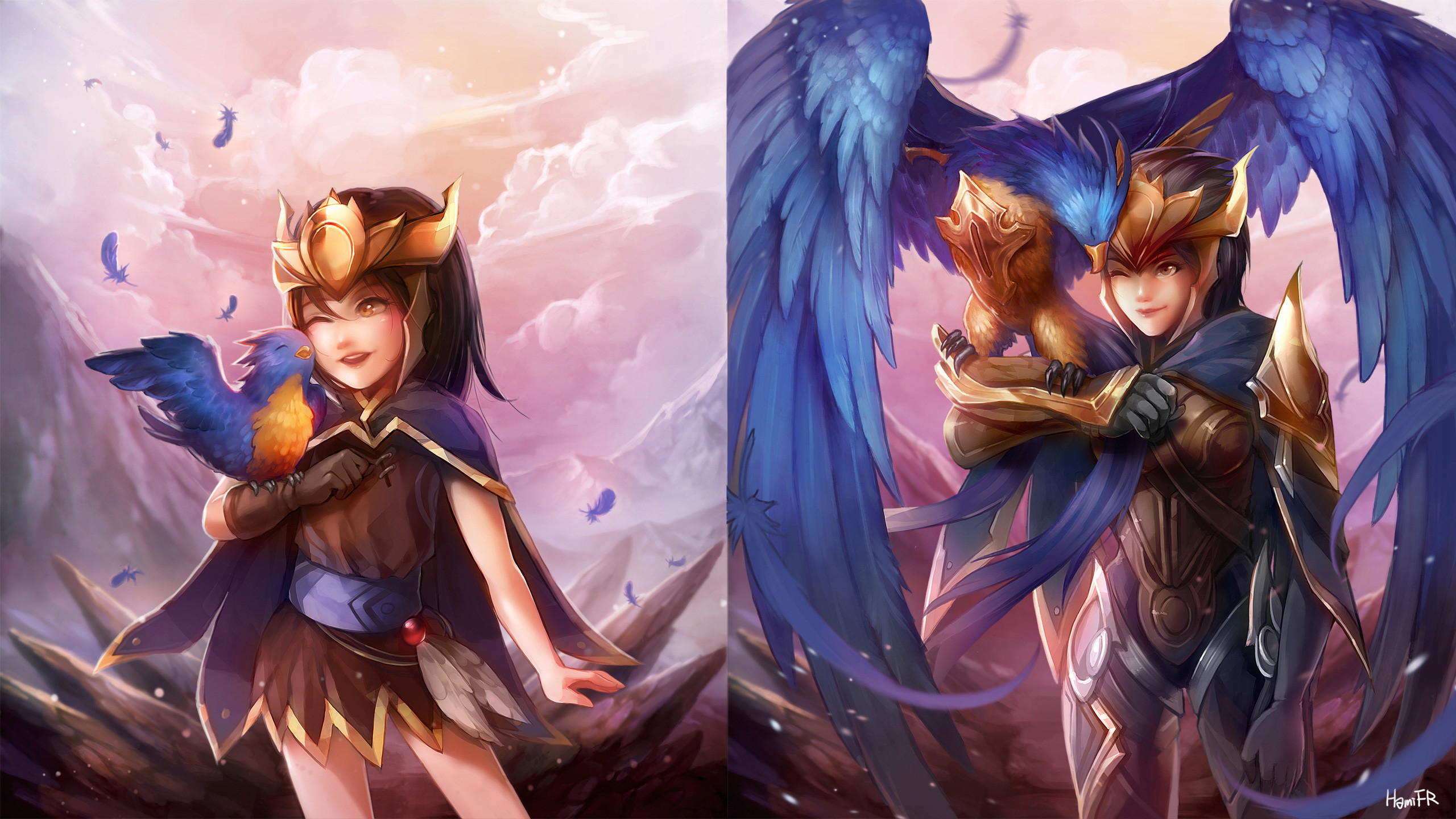 Quinn, Valor, League of Legends, Aquila, Anime, 2K, sfondo per portatile