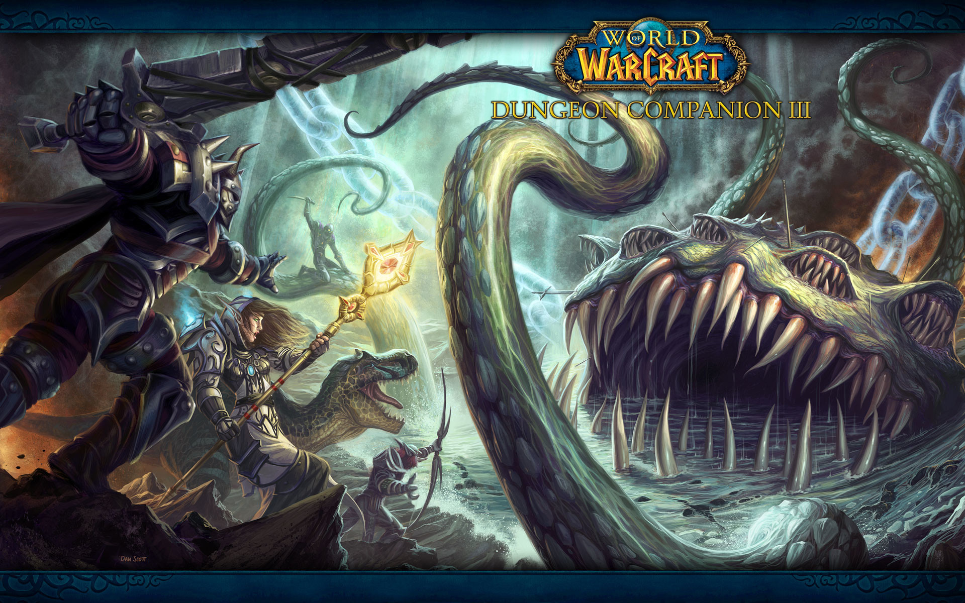 World of Warcraft, Dungeon Companion III, Mostro marino, Tentacoli, Avventurieri, sfondo Full HD