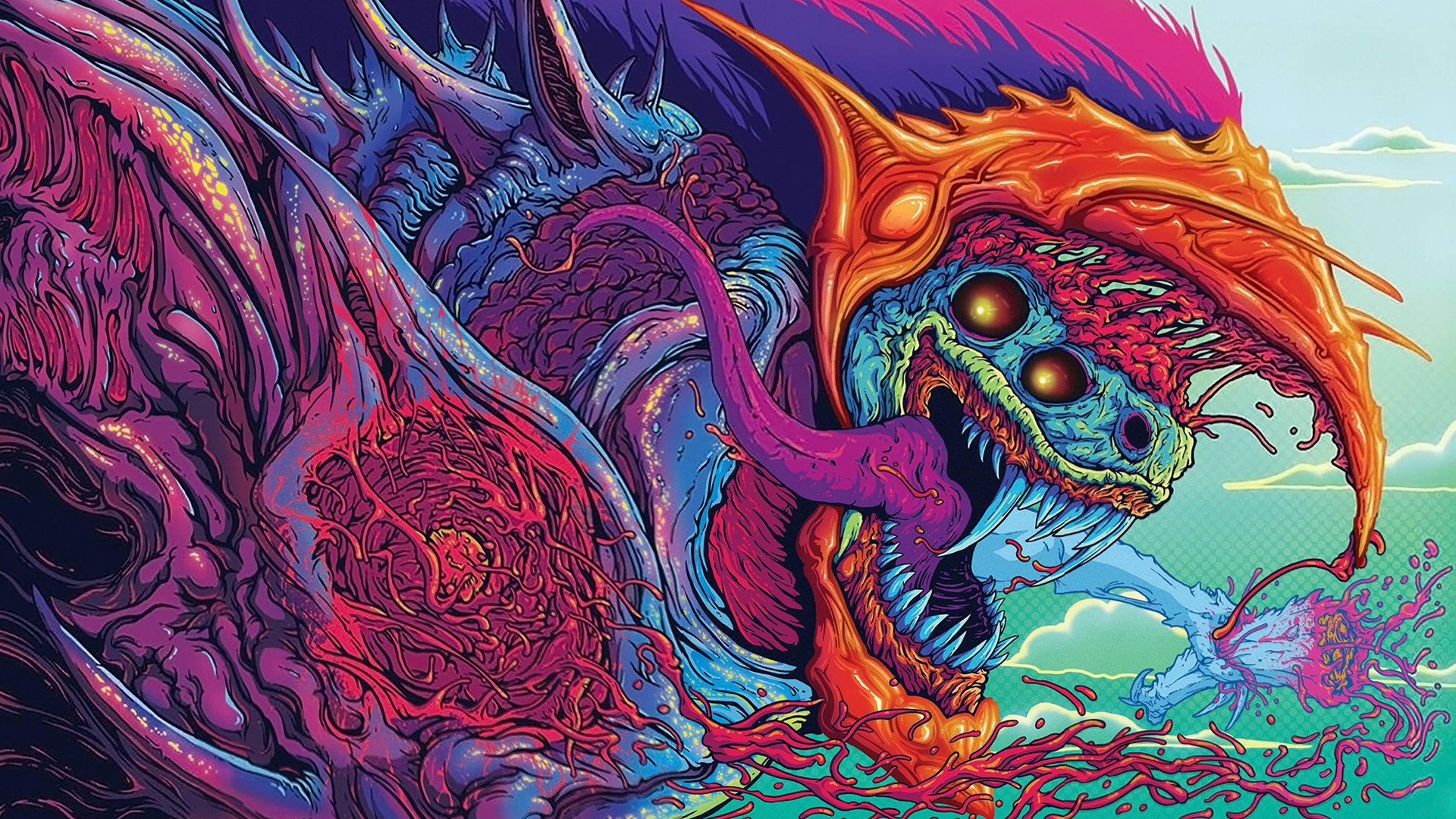 Hyper Beast, Counter-Strike: Global Offensive, Mostro, Colori neon, sfondo desktop 1080p