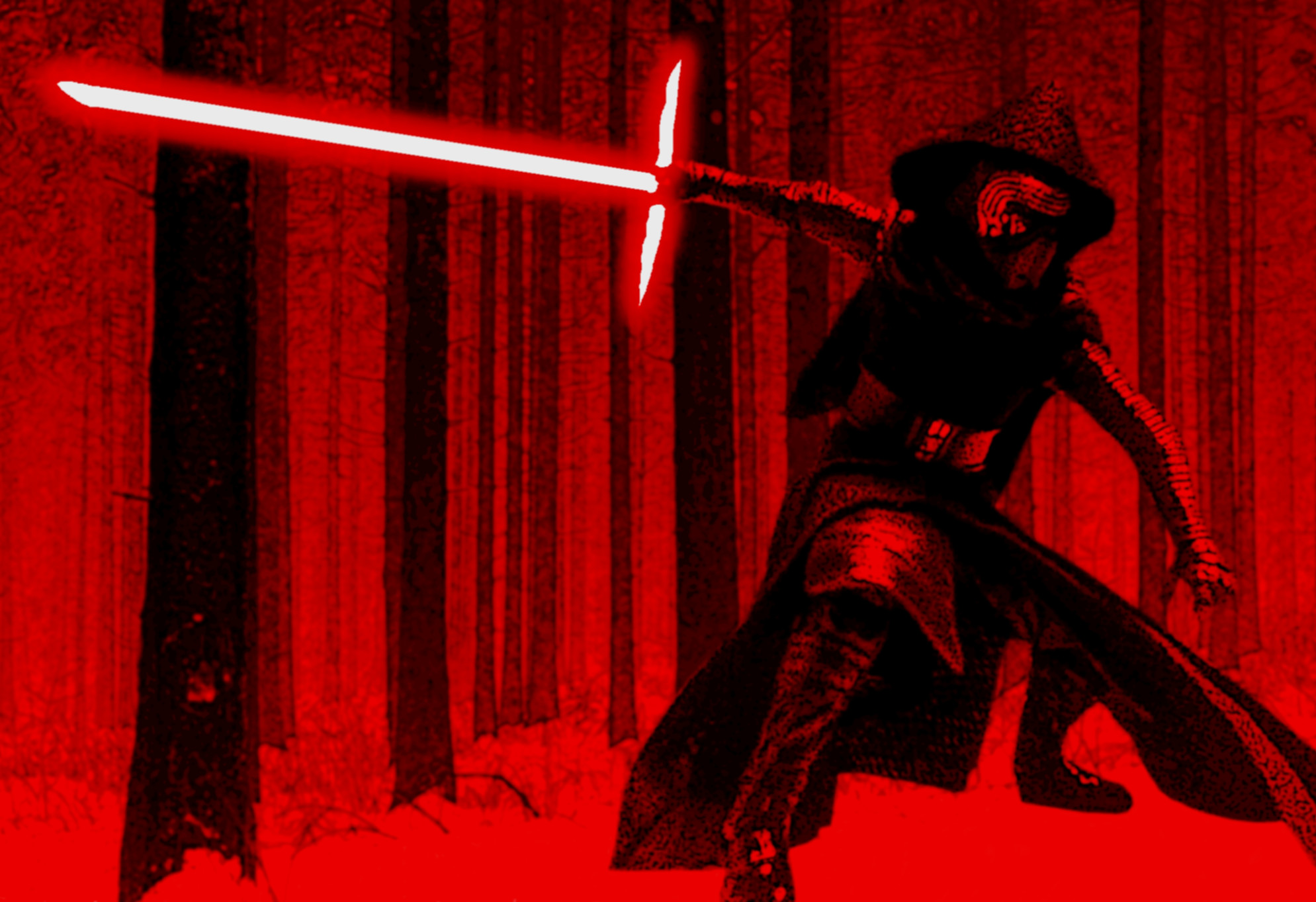 Kylo Ren, Star Wars, Spada laser a croce, Rosso, Full HD, sfondo per PC