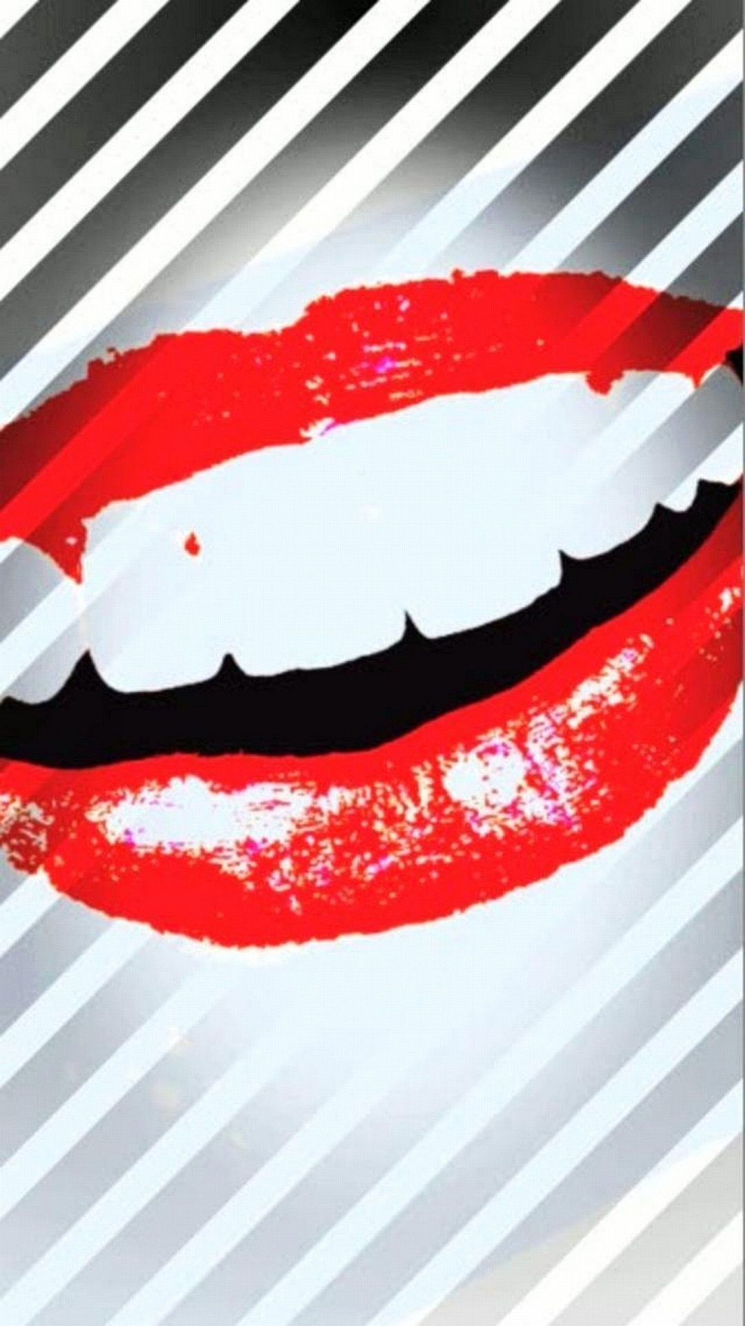 Labbra rosse, Sorriso, Righe, Pop art, sfondo per iPhone 5S