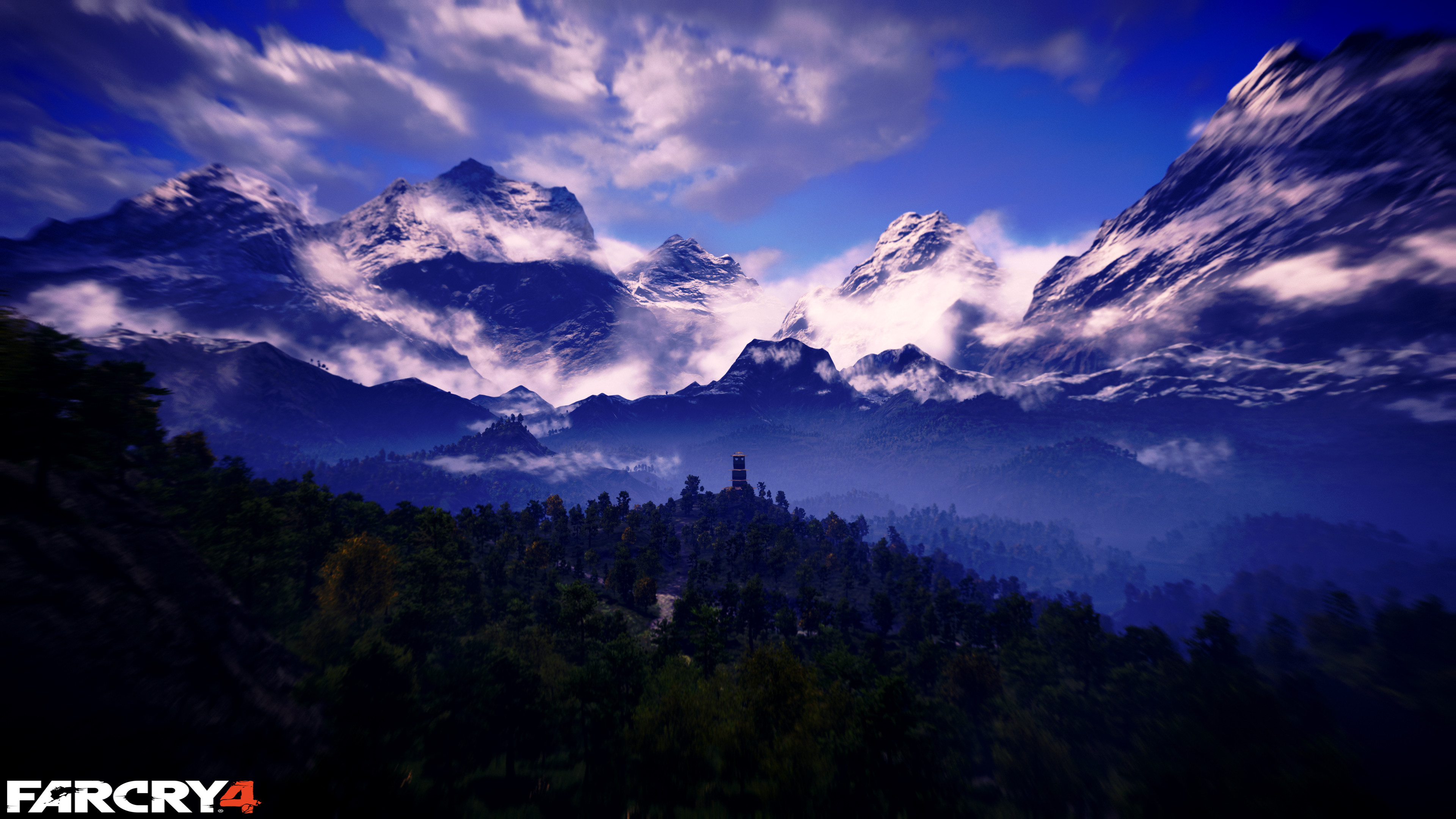 Far Cry 4, Kyrat, Himalaya, Foresta, Logo, 3840x2160, sfondo per PC