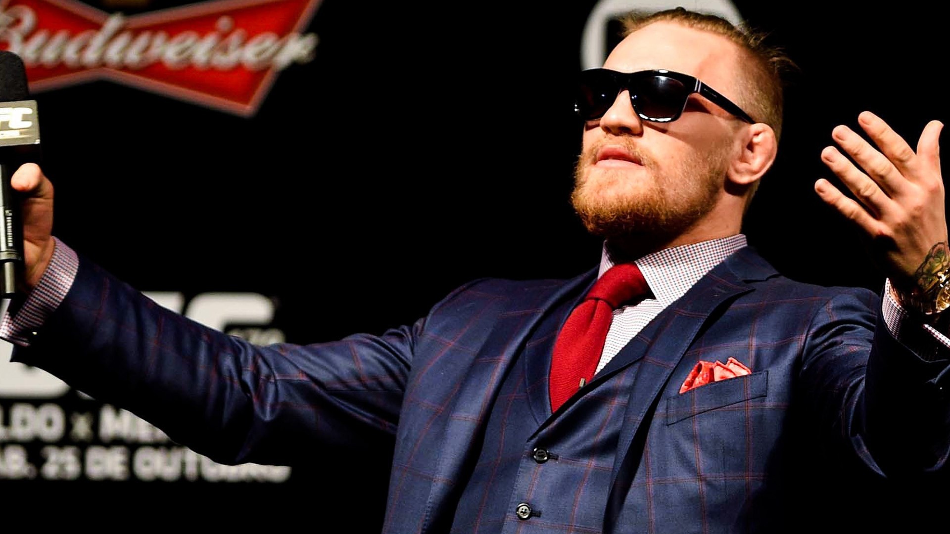 Conor McGregor, Abito, Occhiali da sole, Conferenza stampa, Full HD 1080p, sfondo desktop