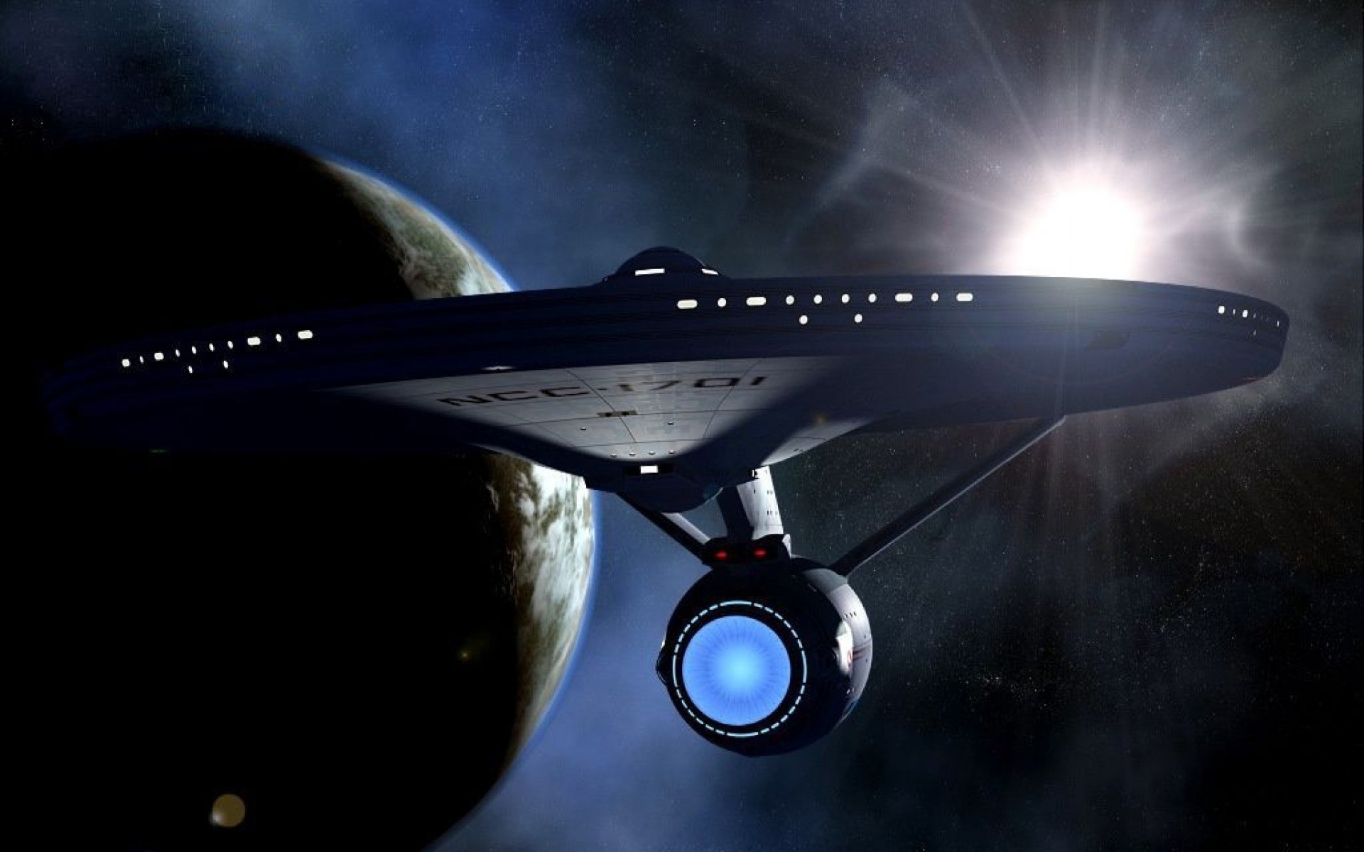 USS Enterprise (NCC-1701), Star Trek, Astronave, Pianeta, Spazio, sfondo MacBook Pro