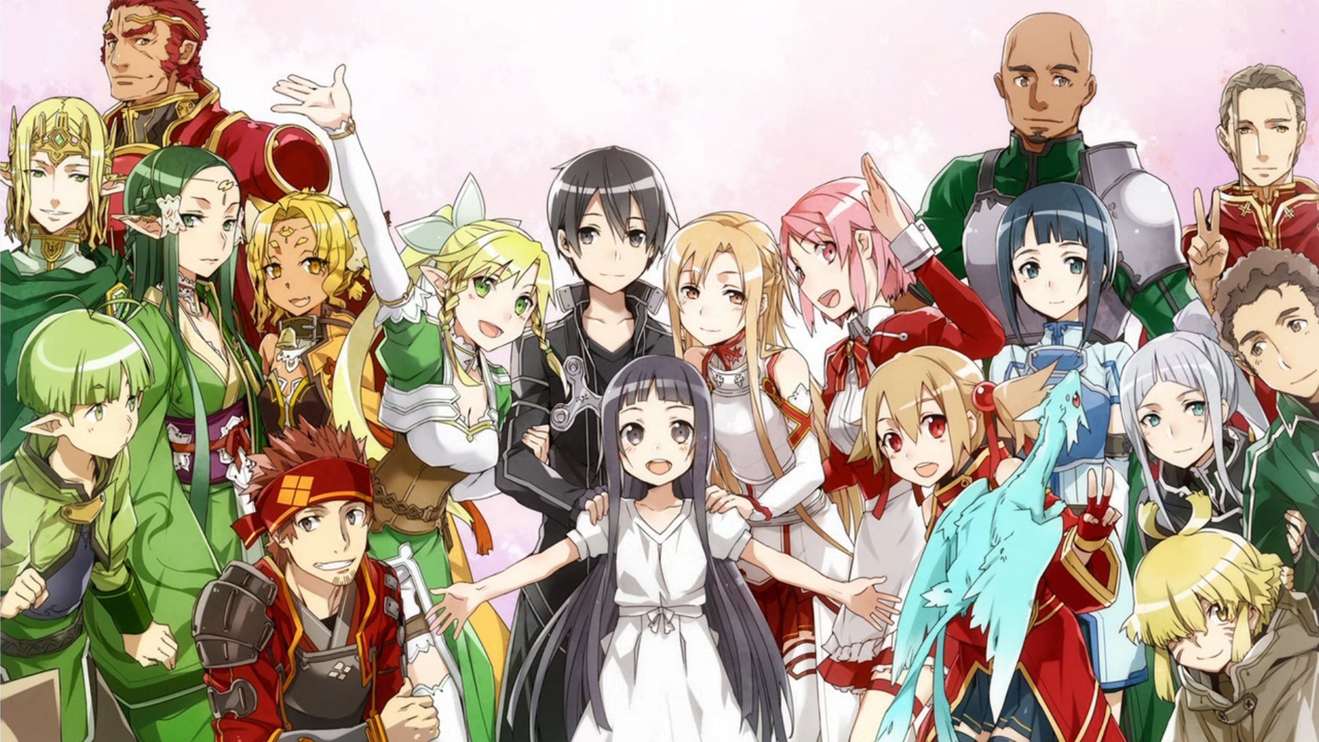 Sword Art Online, Kirito, Asuna, Leafa, Silica, Gruppo di personaggi, sfondo per portatile
