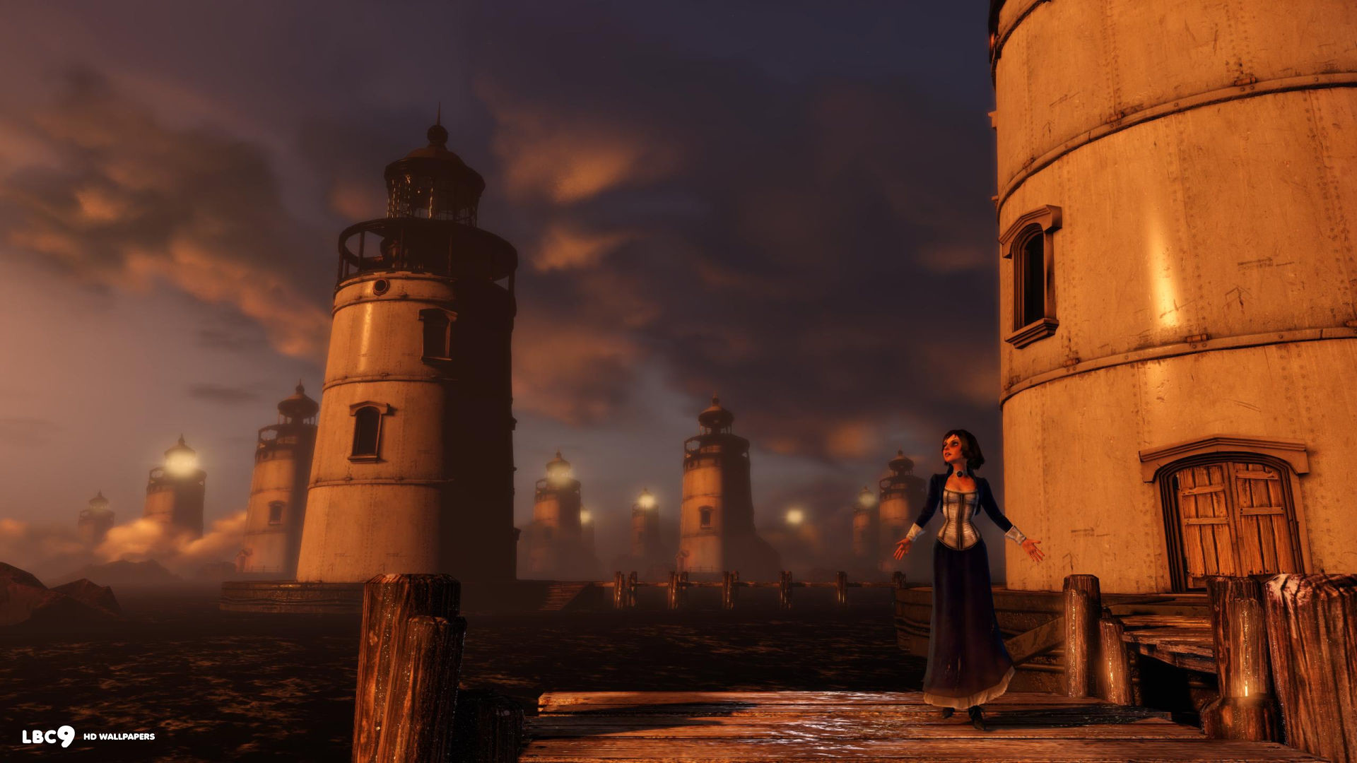 Elizabeth, BioShock Infinite, Fari, Tramonto, Full HD, wallpaper per PC