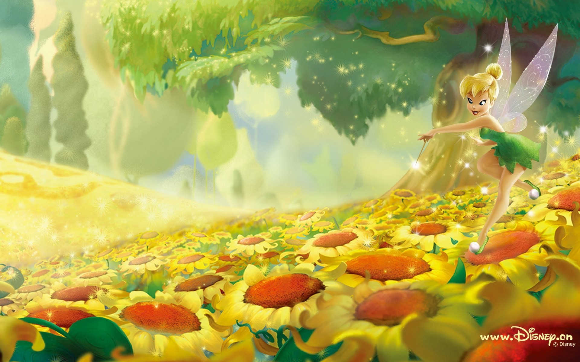 Trilli, Tinker Bell, Disney Fairies, Girasoli, 1920x1200, sfondo per PC