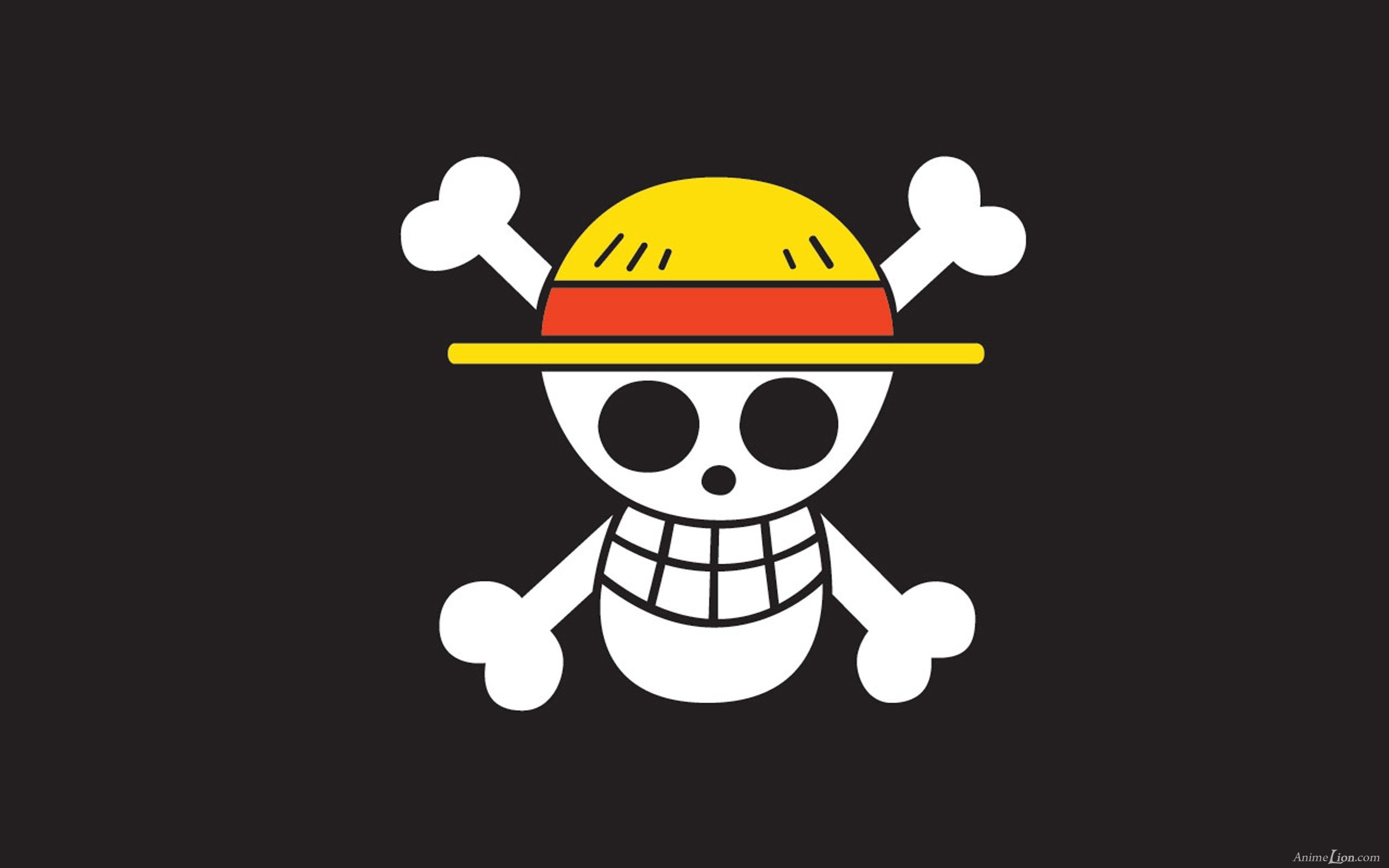 One Piece, Jolly Roger, Cappello di paglia, Sfondo nero, 2560x1600, wallpaper desktop