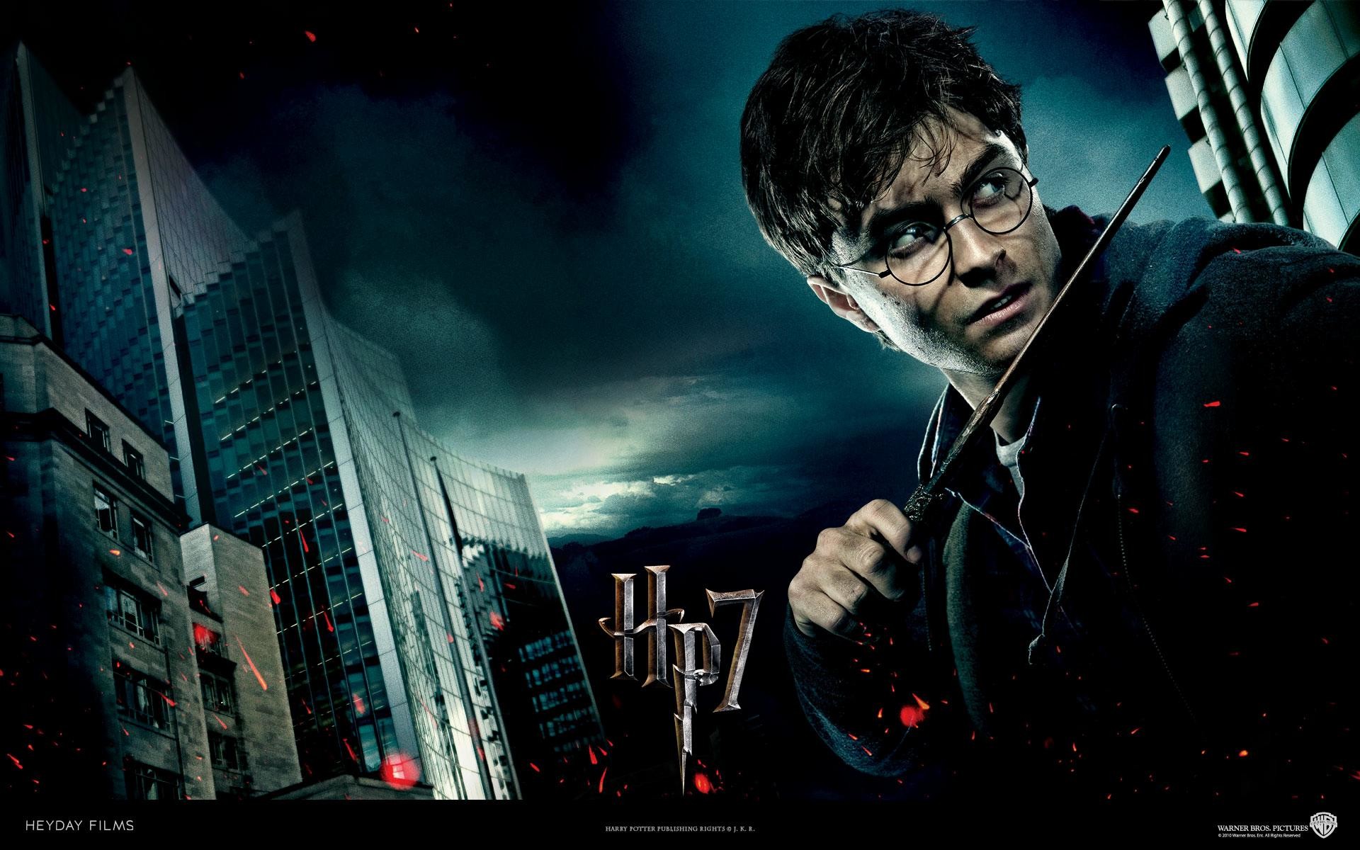 Harry Potter e i Doni della Morte, Daniel Radcliffe, Bacchetta, Londra, Locandina, sfondo Full HD