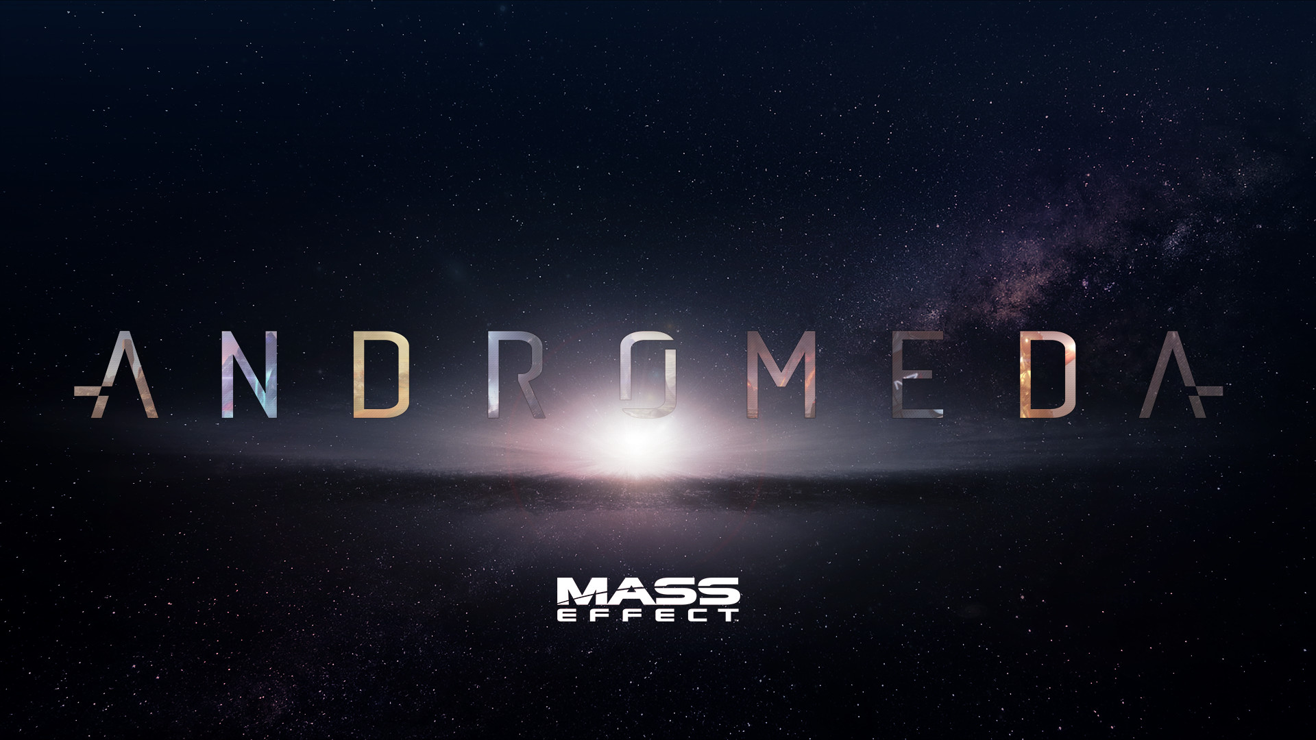 Mass Effect: Andromeda, Logo, Tipografia, Spazio, Sfondo scuro, 16:9 Full HD, wallpaper widescreen