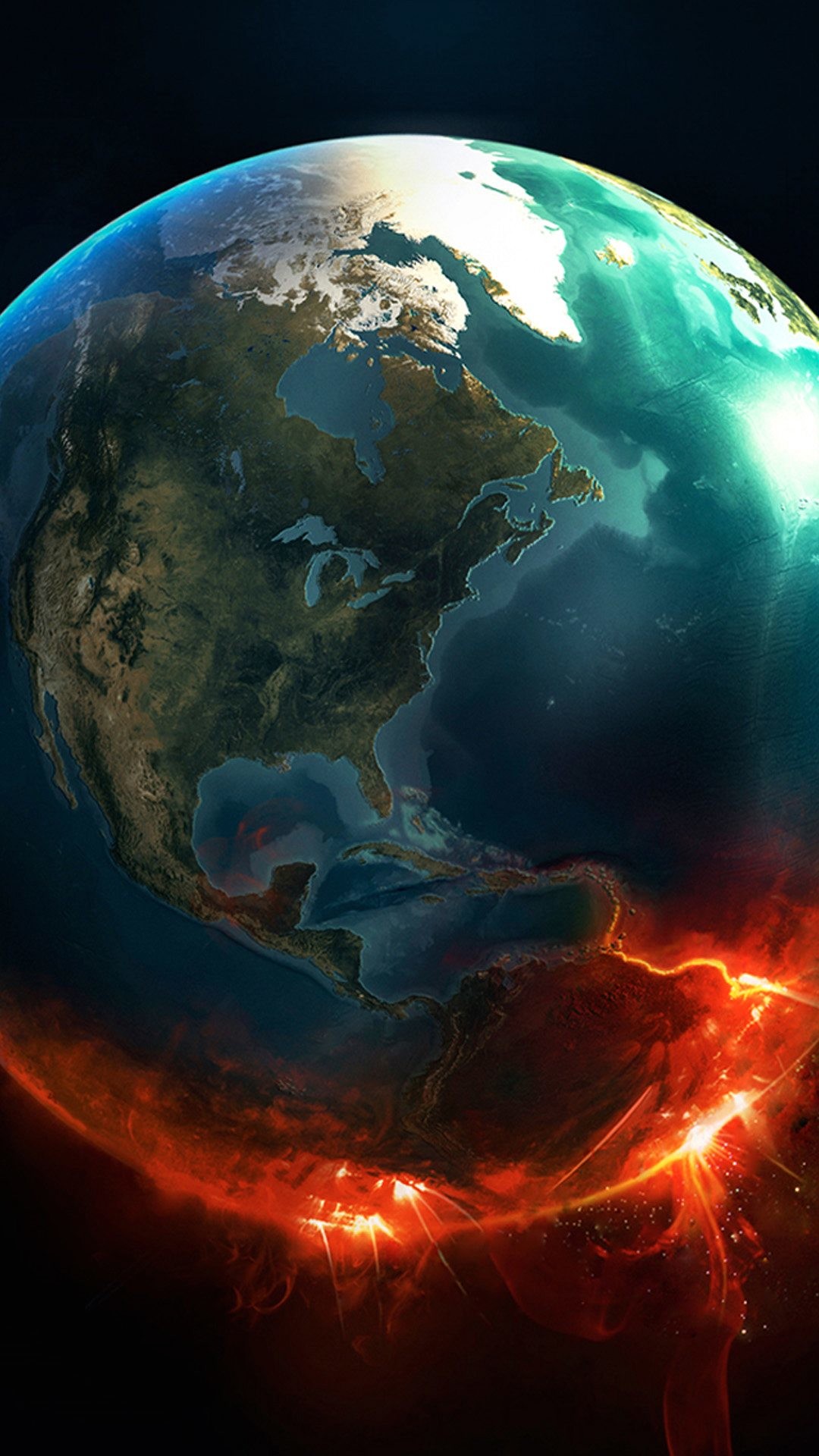 Terra, Pianeta, Fuoco, Spazio, Full HD, sfondo iPhone 5S