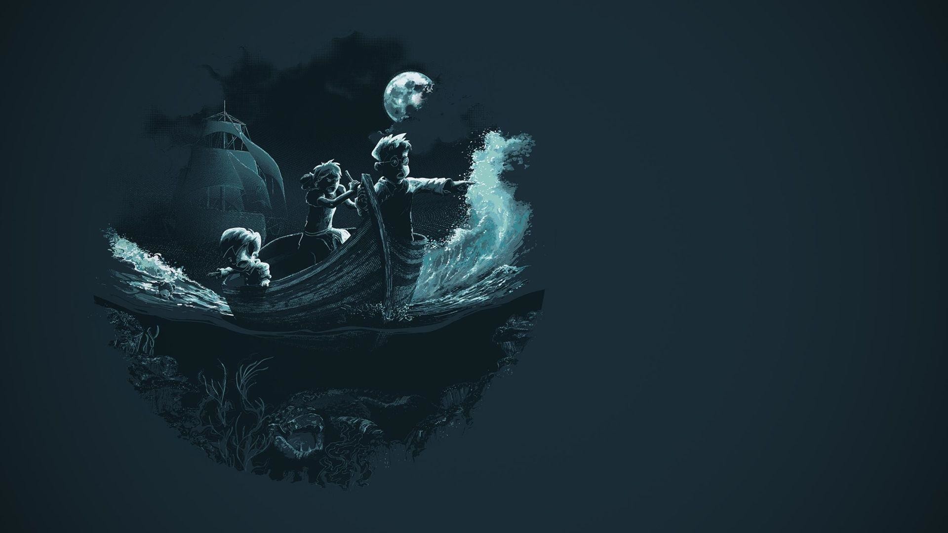 Peter Pan, Capitan Uncino, Nave pirata, Silhouette, Full HD, sfondo per PC