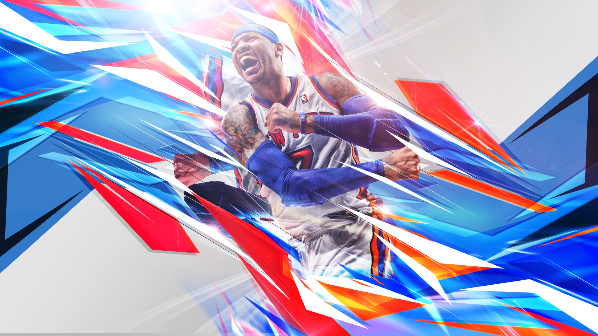 Carmelo Anthony, New York Knicks, Arte astratta, 16:9 Full HD, sfondo widescreen