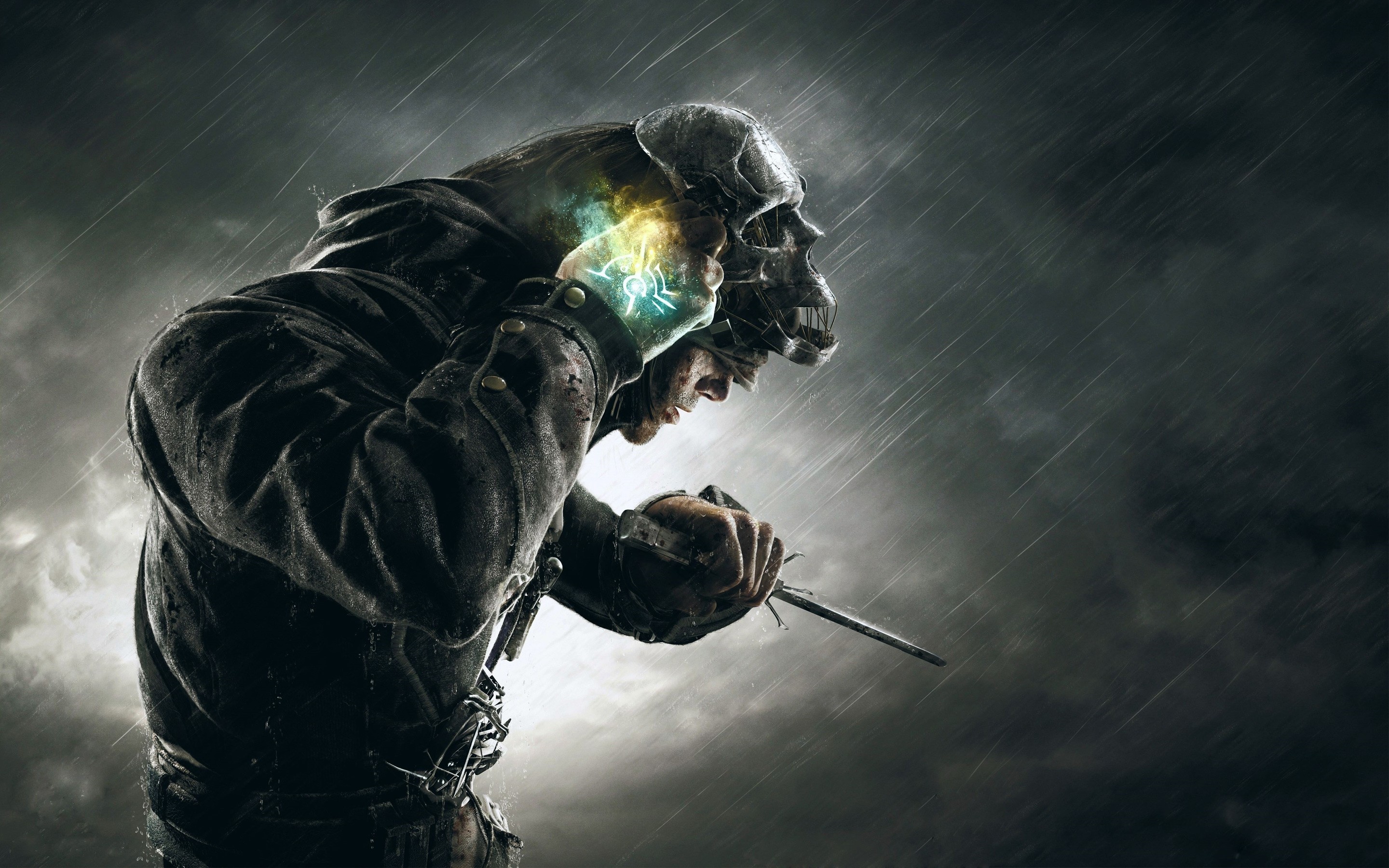 Corvo Attano, Dishonored, Marchio dell'Outsider, Pioggia, 2880x1800, immagine di sfondo