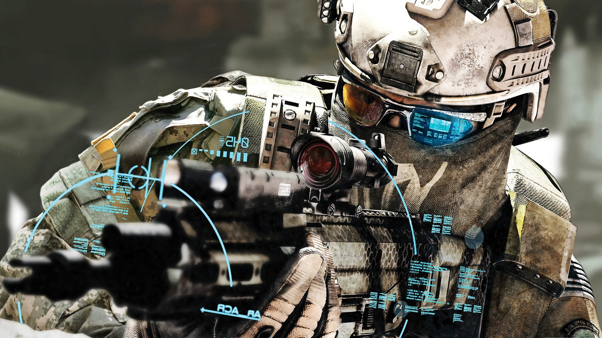 Ghost Recon: Future Soldier, Soldato, Interfaccia olografica, Videogioco, sfondo desktop 1920x1080