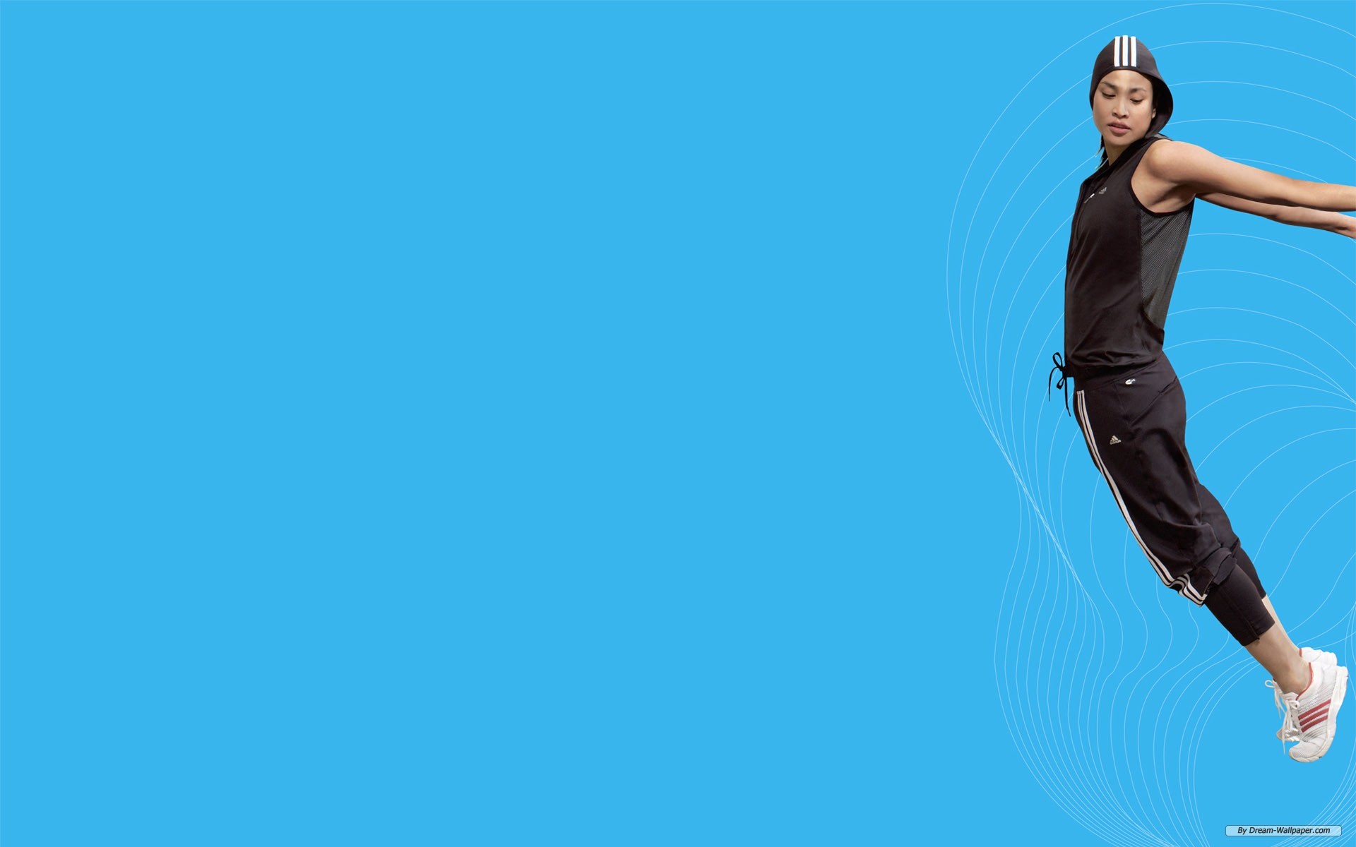 Atleta, Sfondo azzurro, Danza, Adidas, Full HD, wallpaper per PC