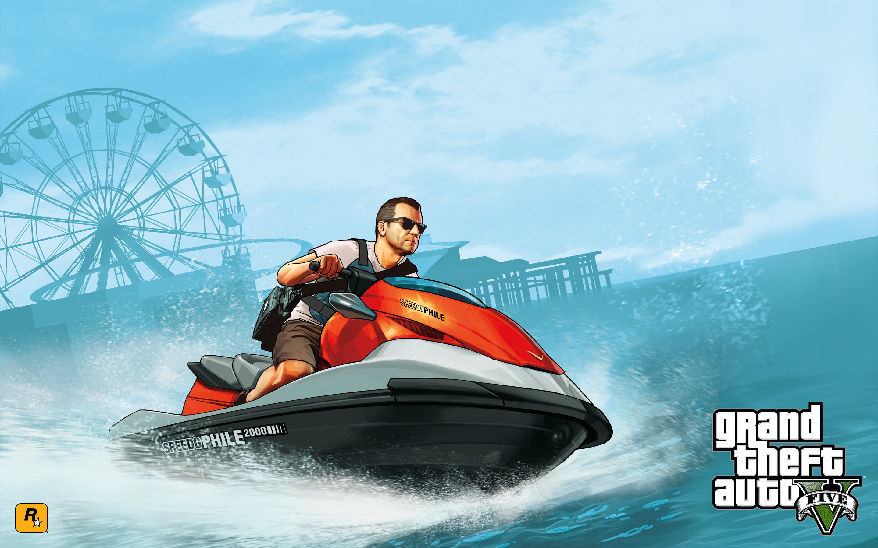 Grand Theft Auto V, Moto d'acqua, Del Perro Pier, Mare, 2K, sfondo per PC