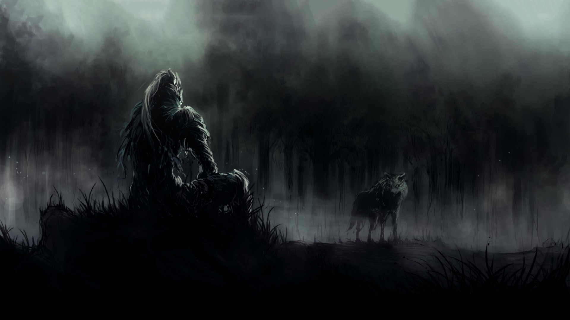 Artorias, Sif, Dark Souls, Foresta nebbiosa, 1920x1080, sfondo per PC