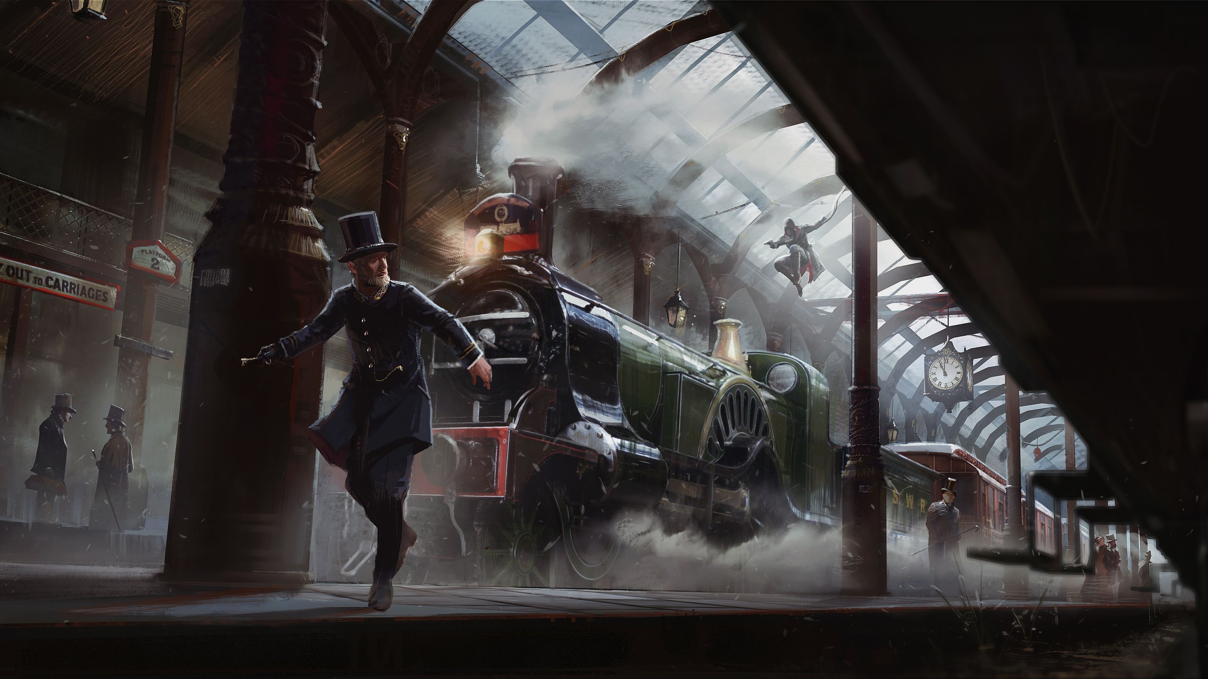 Jacob Frye, Assassin's Creed Syndicate, Treno a vapore, Stazione, Azione, sfondo desktop 4K
