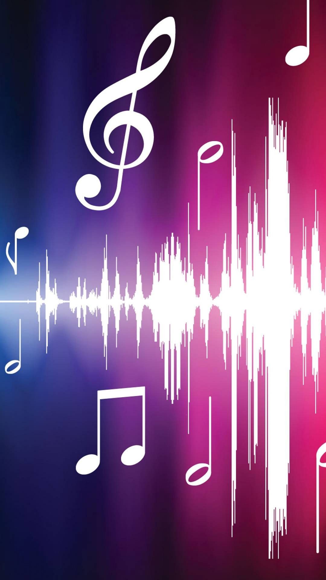 Chiave di violino, Onda sonora, Note musicali, Viola, sfondo per iPhone e Android