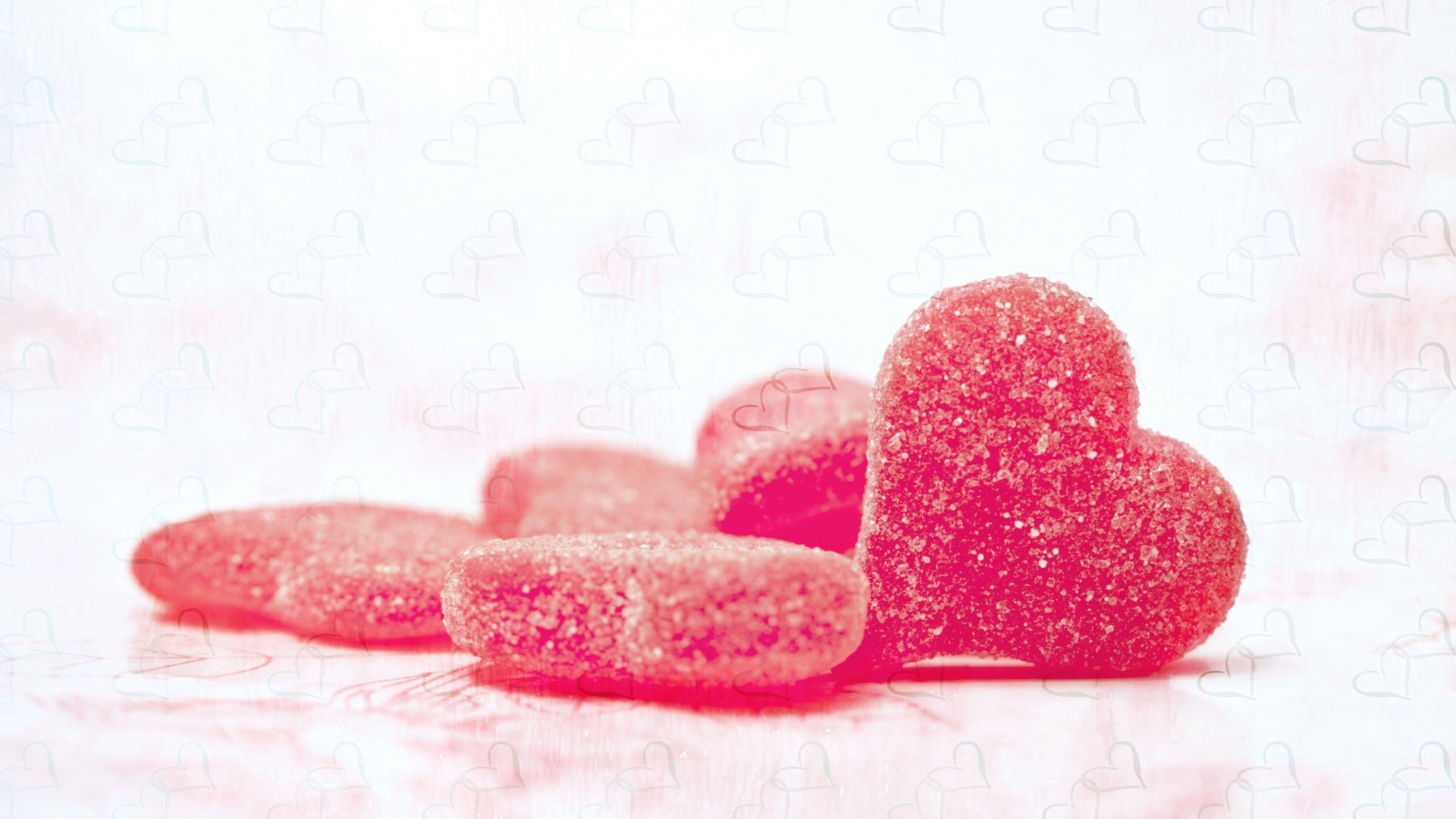 Caramelle gommose, Cuori di zucchero, Rosa, 1920x1080, immagine di sfondo