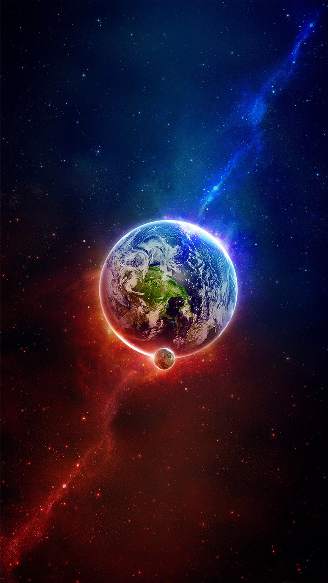Pianeta, Spazio, Nebulosa, Rosso e blu, sfondo per Huawei P8 Lite