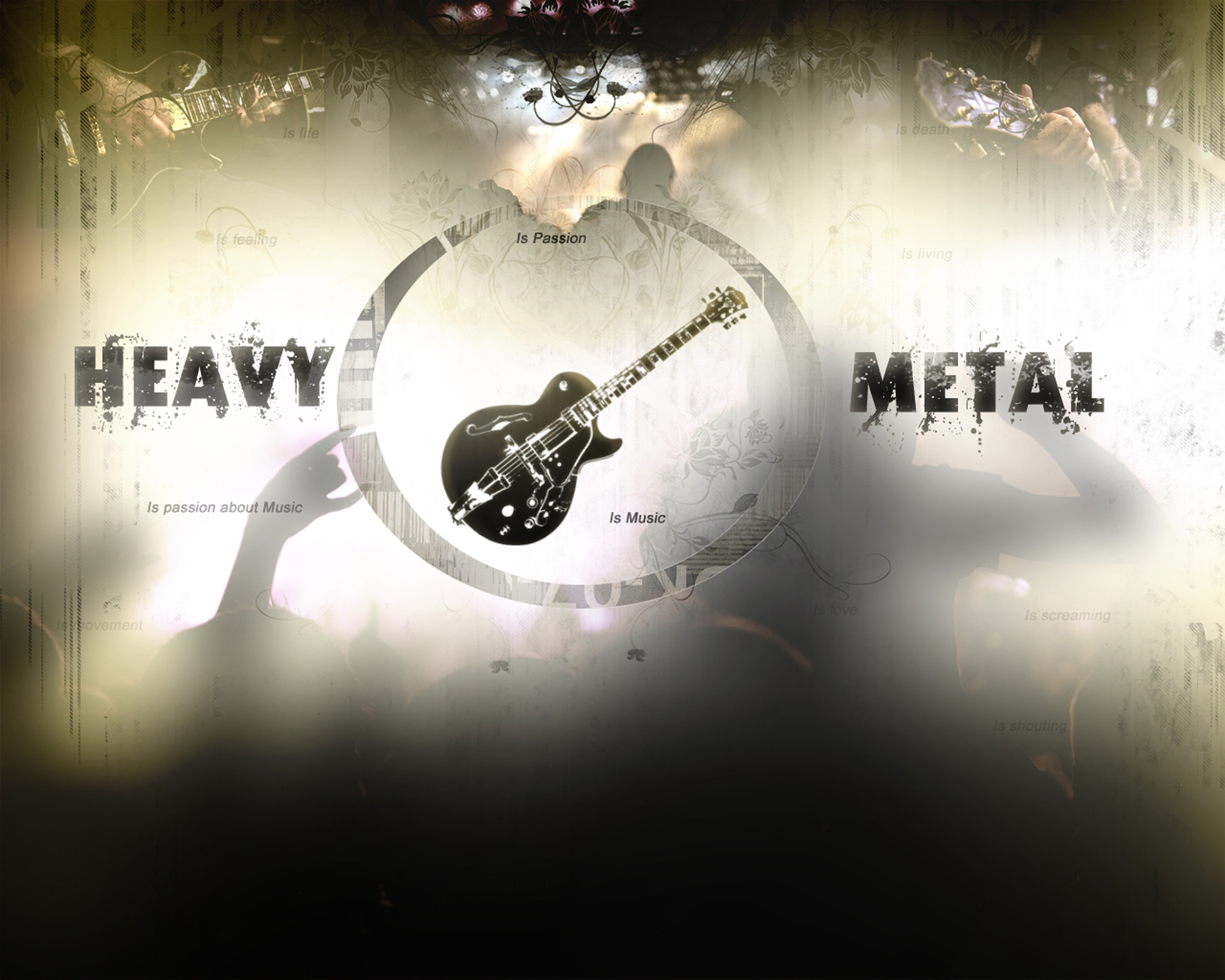 Heavy Metal, Chitarra elettrica, Logo, Testo, 2K, sfondo Windows 11