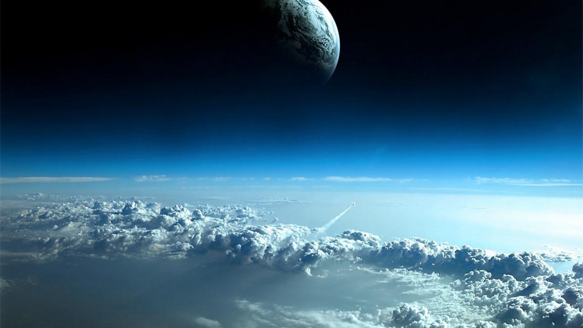 Terra, Luna, Nuvole, Orbita, Full HD, sfondo per PC