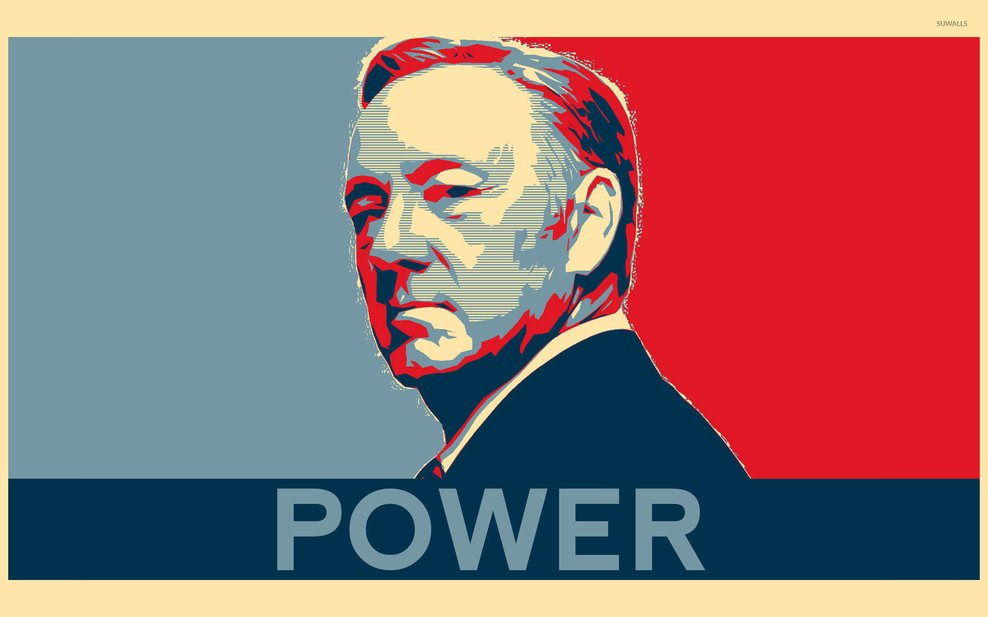 Frank Underwood, Kevin Spacey, House of Cards, Power, Poster stile Obey, sfondo widescreen Full HD