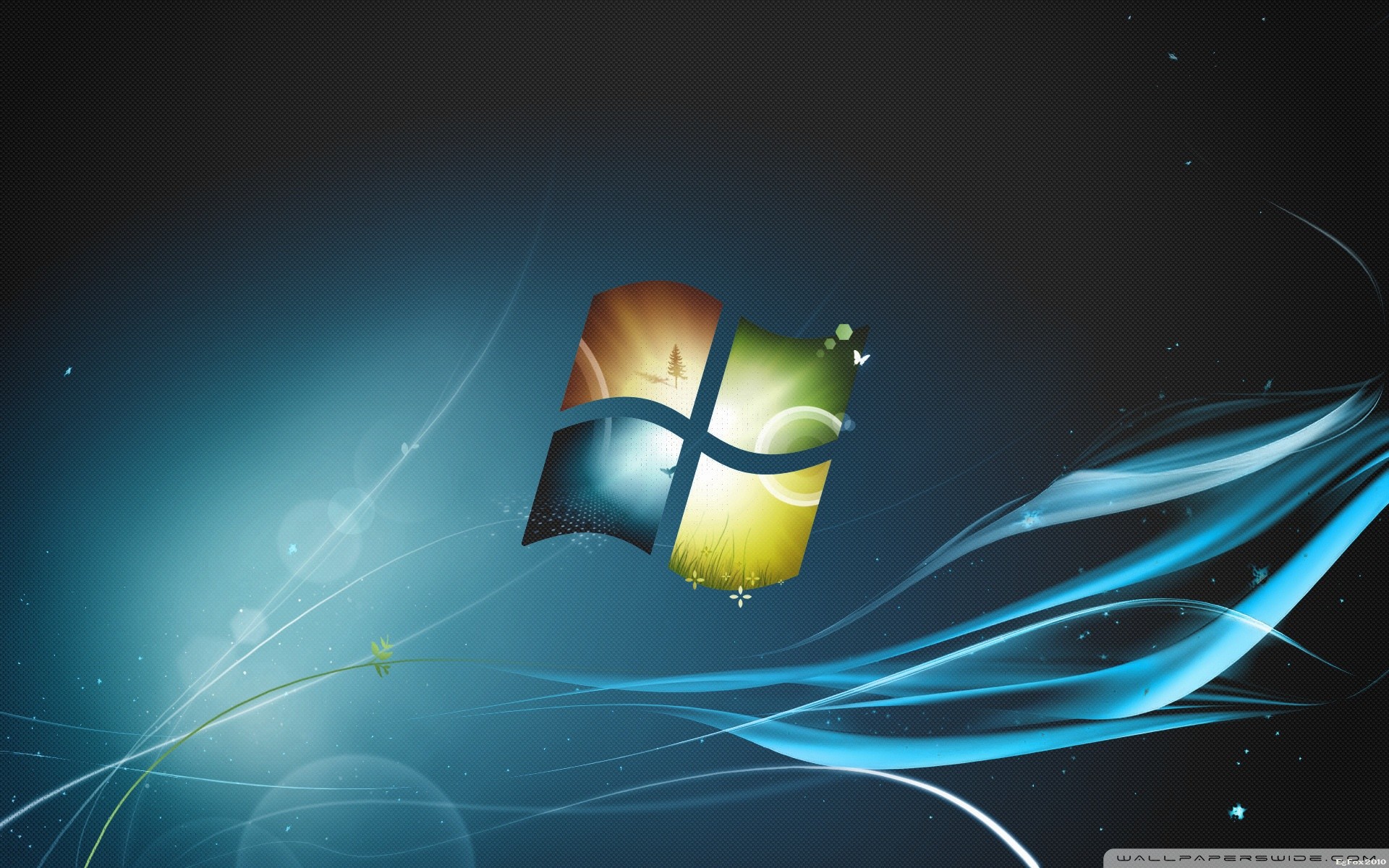 Windows 7, Logo Windows, Onde luminose, 1920x1200, sfondo per PC