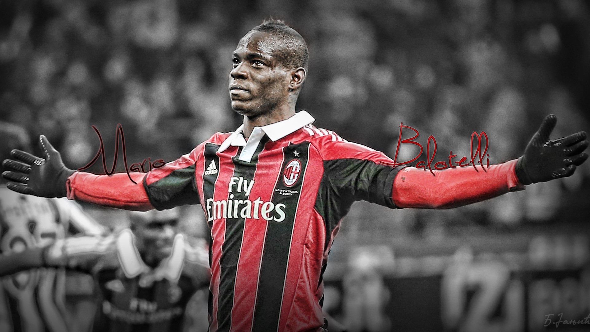 Mario Balotelli, AC Milan, Calciatore, Esultanza, Full HD, sfondo per PC