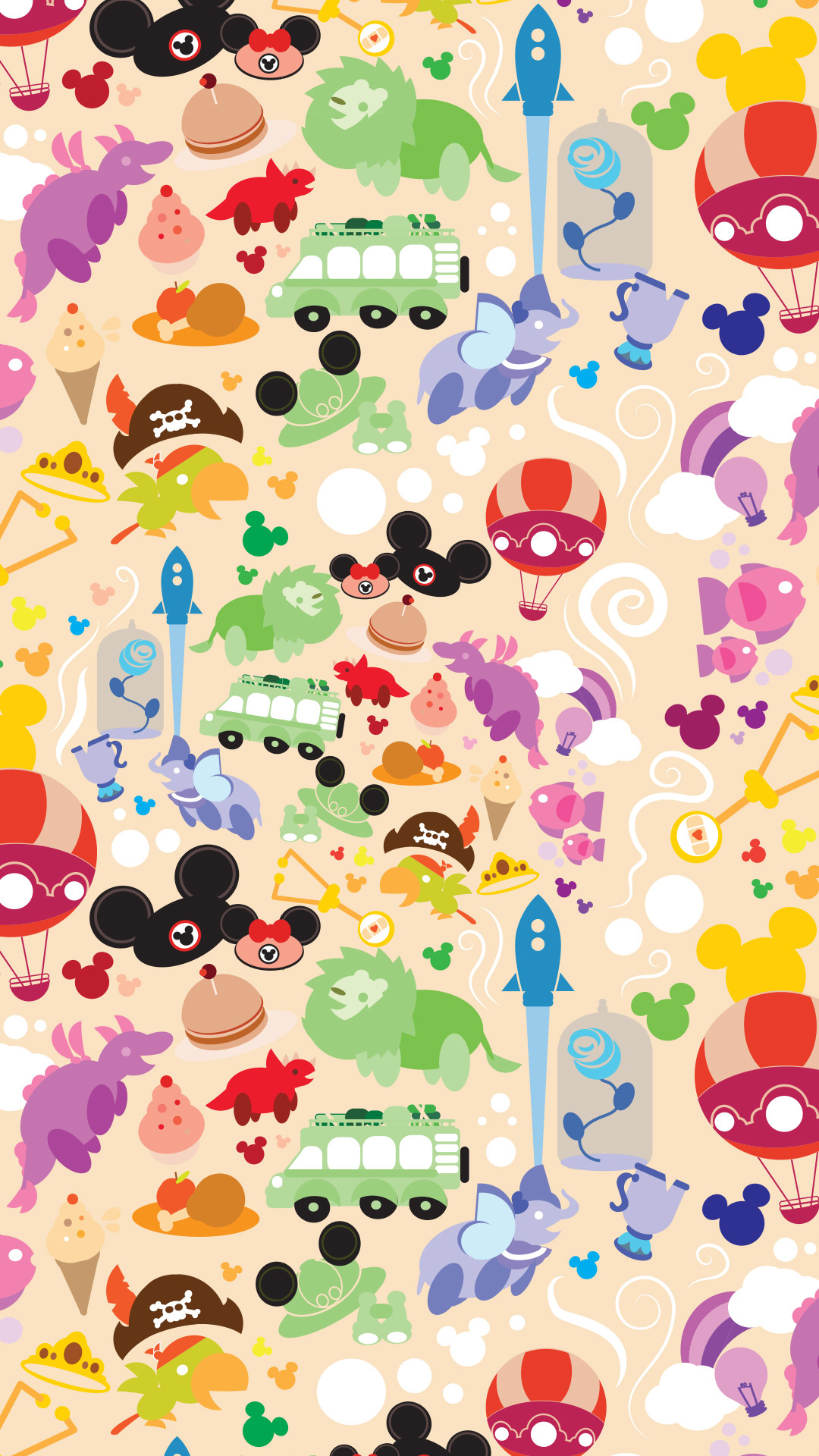 Topolino, Disney, Motivo, Colori pastello, sfondo iPhone verticale