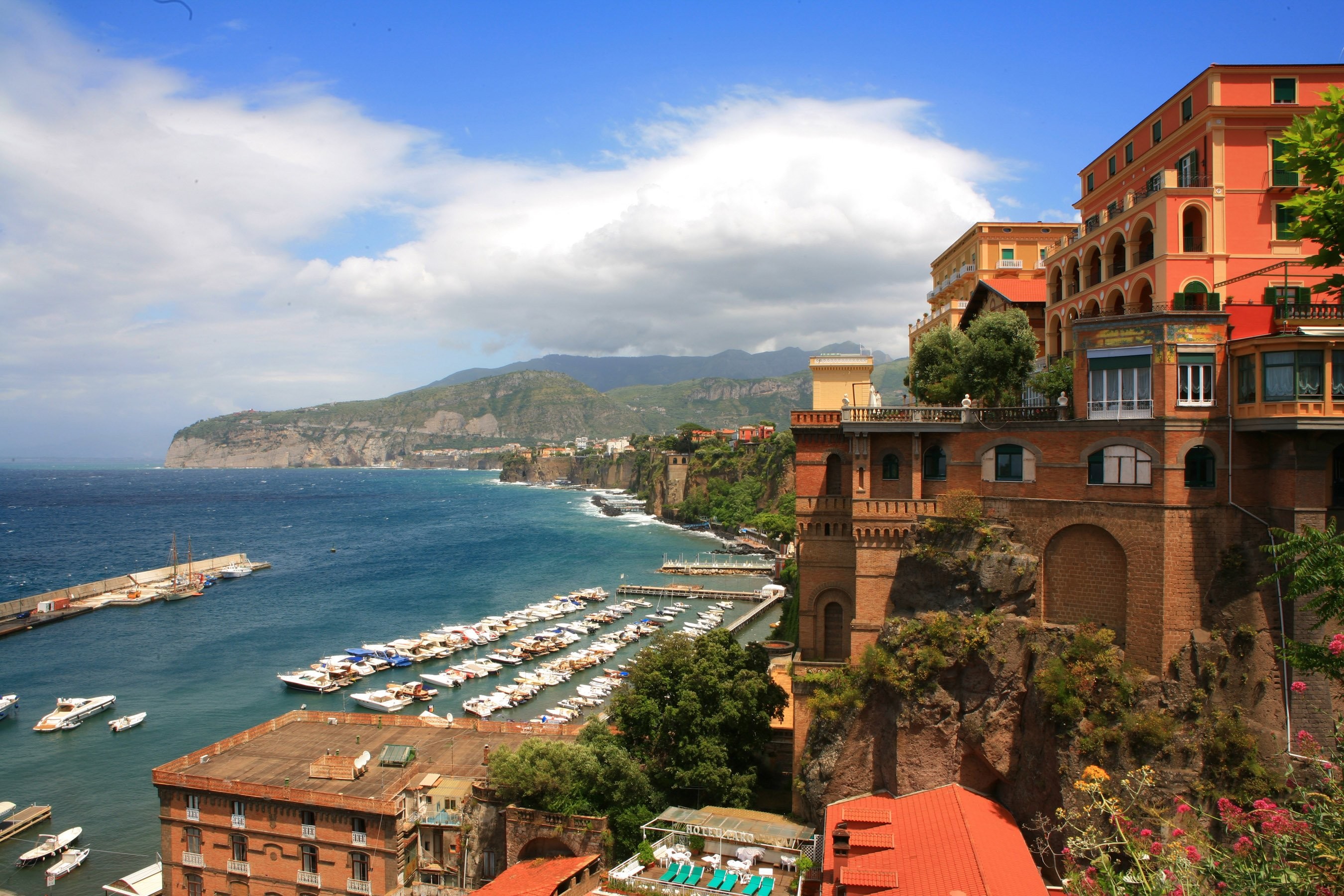 Sorrento, Penisola sorrentina, Golfo di Napoli, Porto, Costa, 2K, sfondo desktop