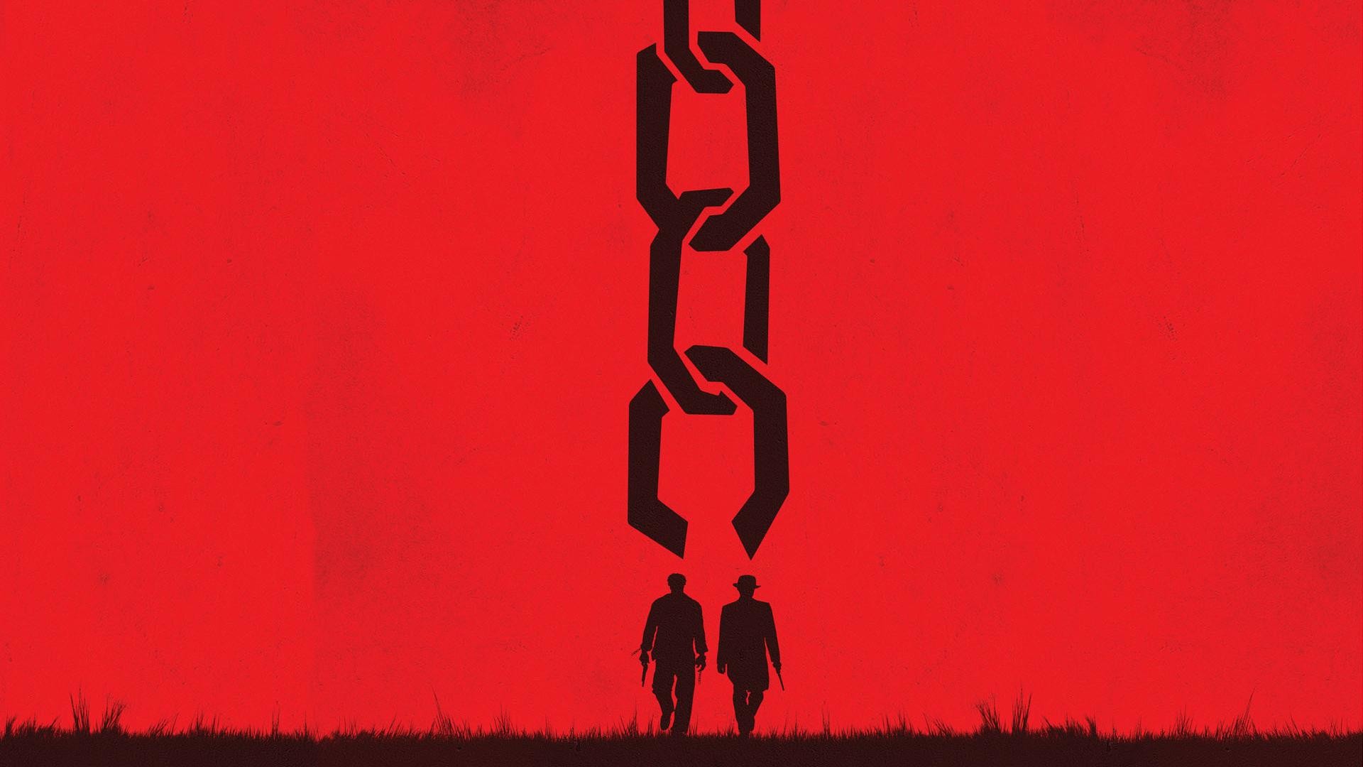 Django Unchained, Catena, Silhouette, Sfondo rosso, Poster minimalista, wallpaper Windows 11