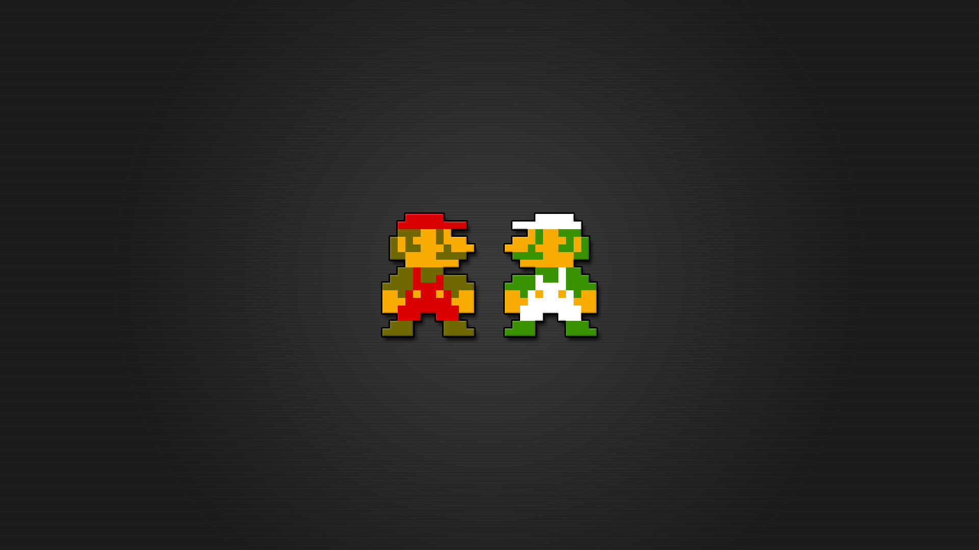 Mario, Luigi, Super Mario Bros., Pixel art, Minimalista, Sfondo grigio, wallpaper desktop Full HD