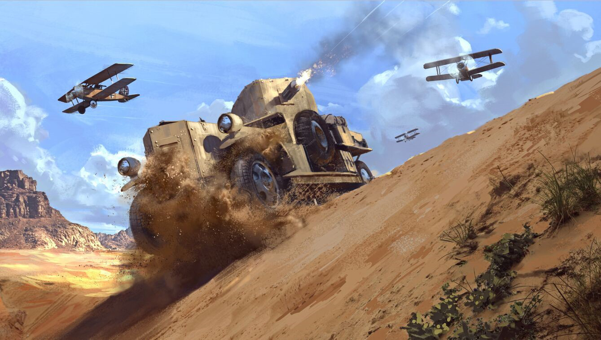 Battlefield 1, Autoblindo, Biplani, Deserto, Full HD, sfondo Windows 11