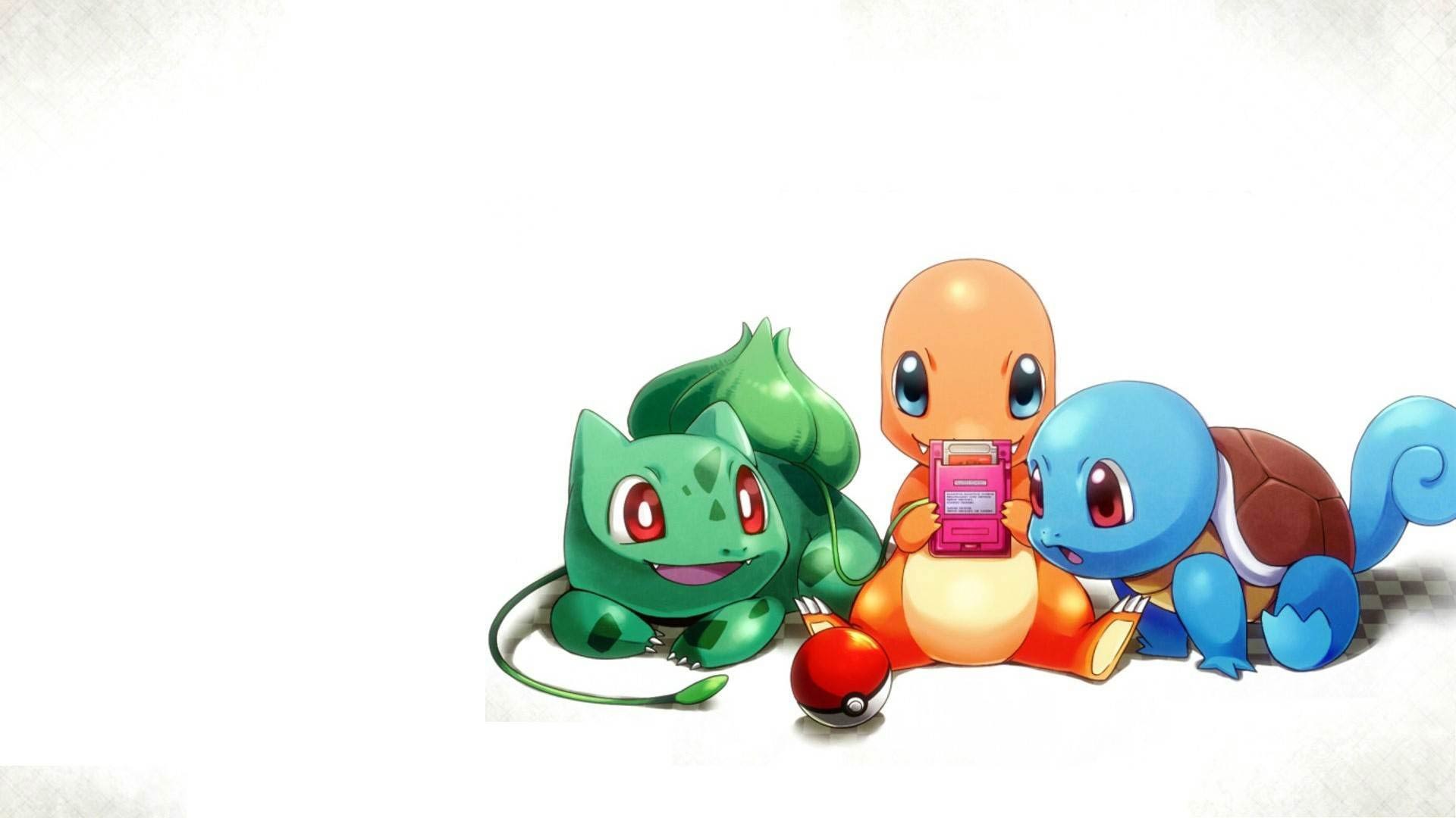 Bulbasaur, Charmander, Squirtle, Pokémon, Starter, Sfondo bianco, wallpaper 1920x1080