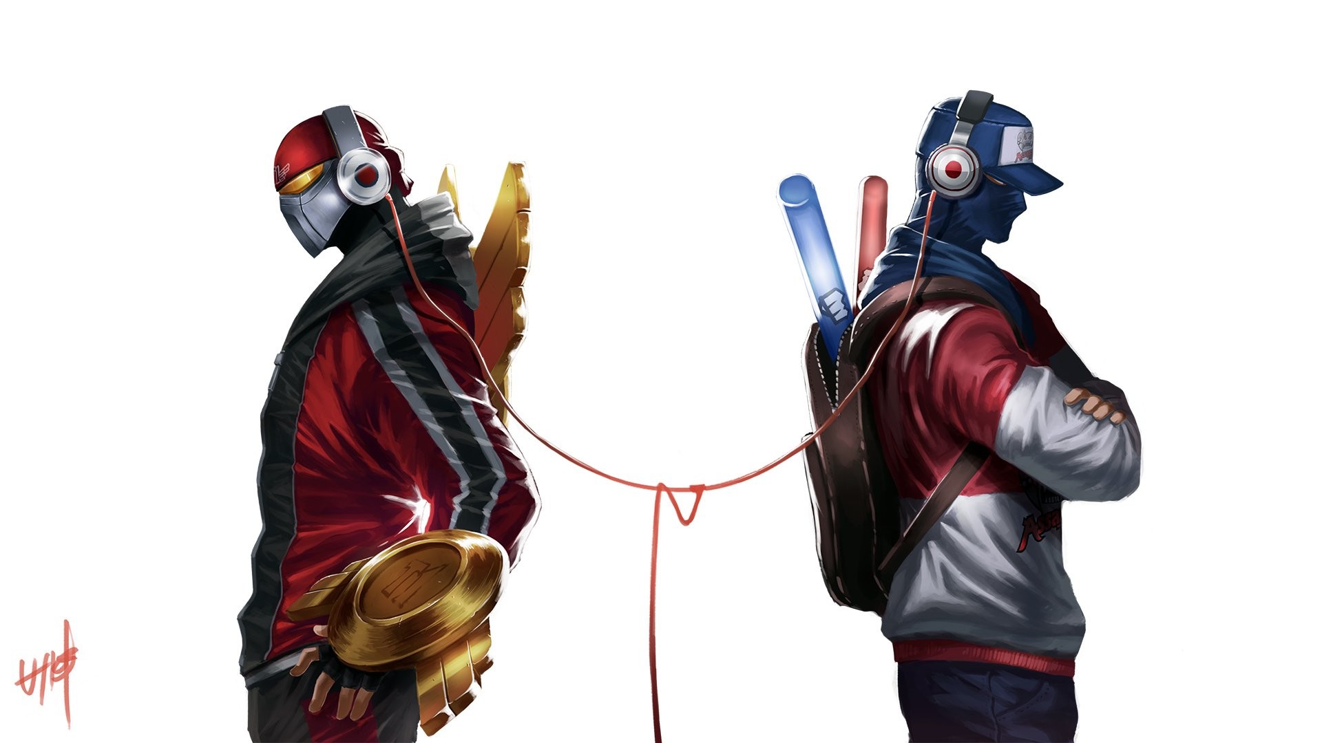 Zed, Shen, League of Legends, Filo rosso, Streetwear, 1920x1080, sfondo per PC