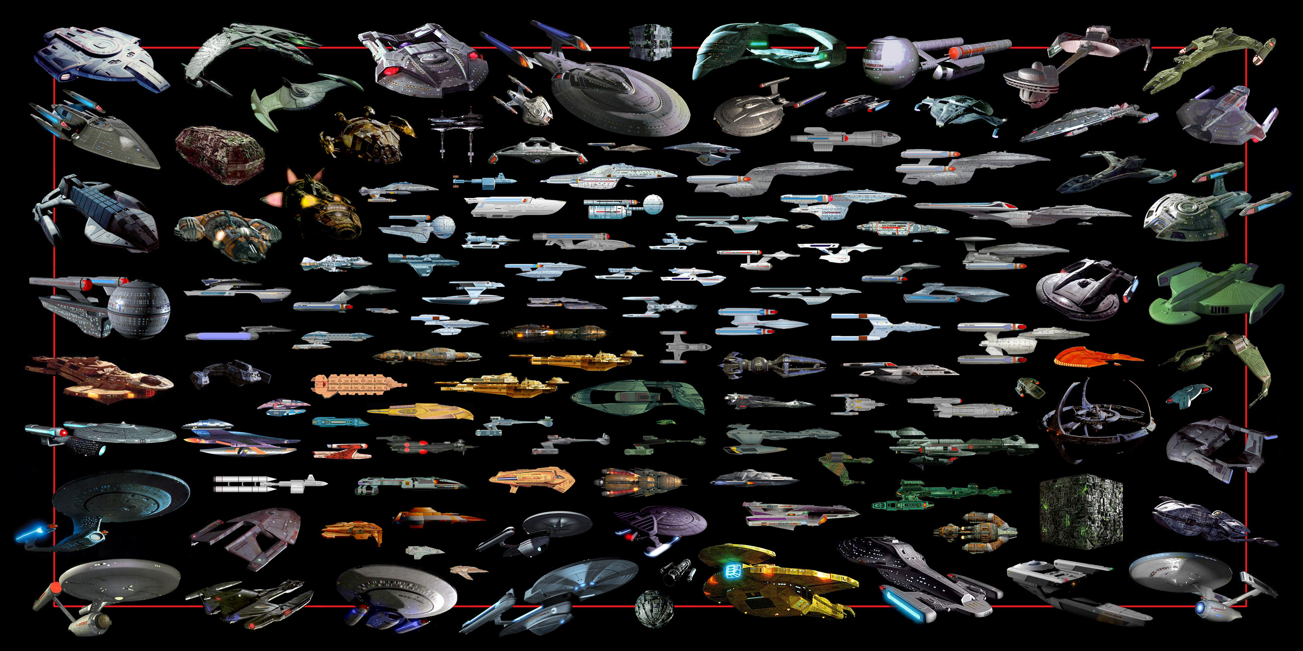 Star Trek, Astronavi, Confronto dimensioni, Collezione, Sfondo nero, wallpaper per portatile
