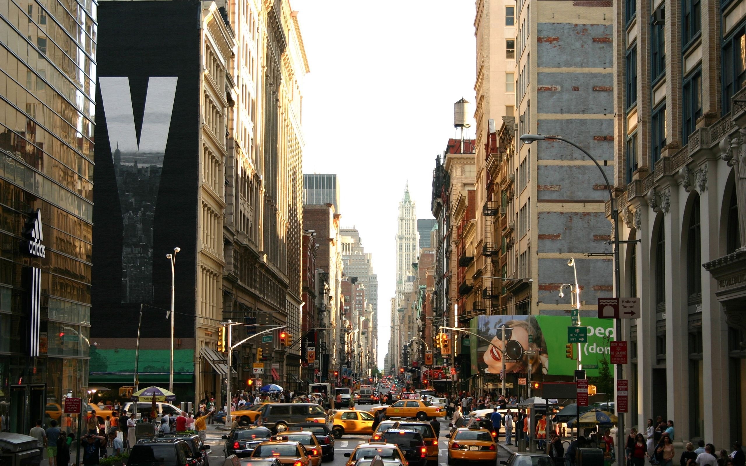Strada di Manhattan, Taxi gialli, Grattacieli, New York, 2560x1600, wallpaper desktop
