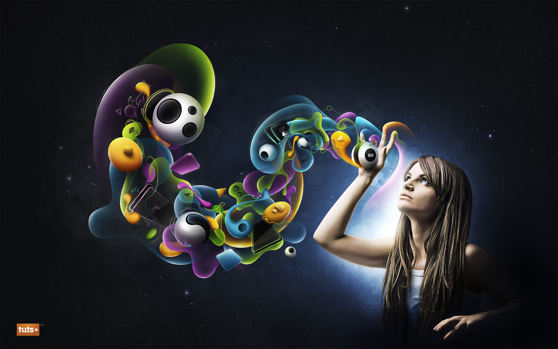 Ragazza, Forme 3D, Colori vivaci, Arte digitale, Surreale, 1920x1200, sfondo MacBook Pro