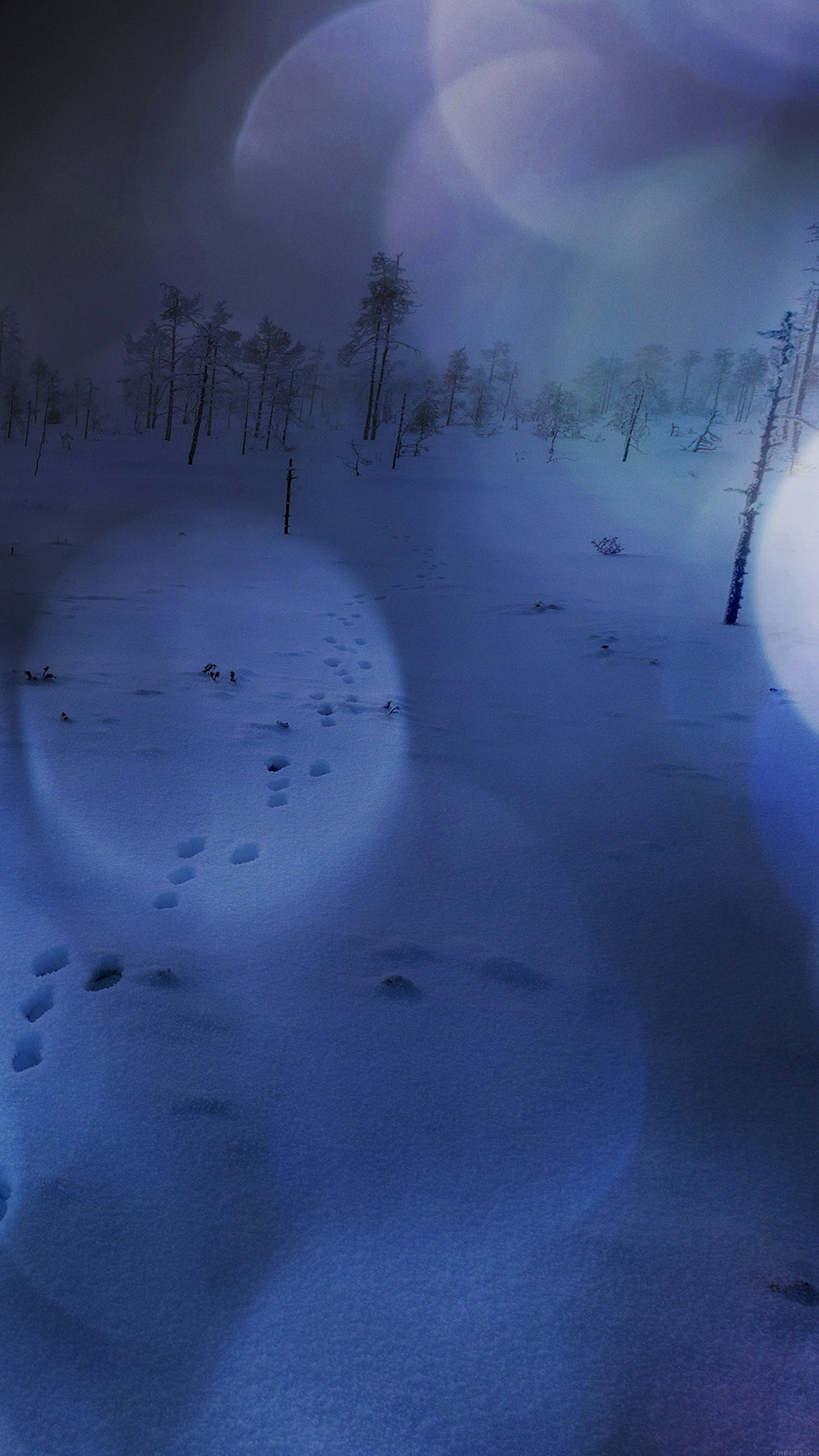 Bokeh, Neve, Blu, Inverno, QHD+, sfondo Galaxy S8